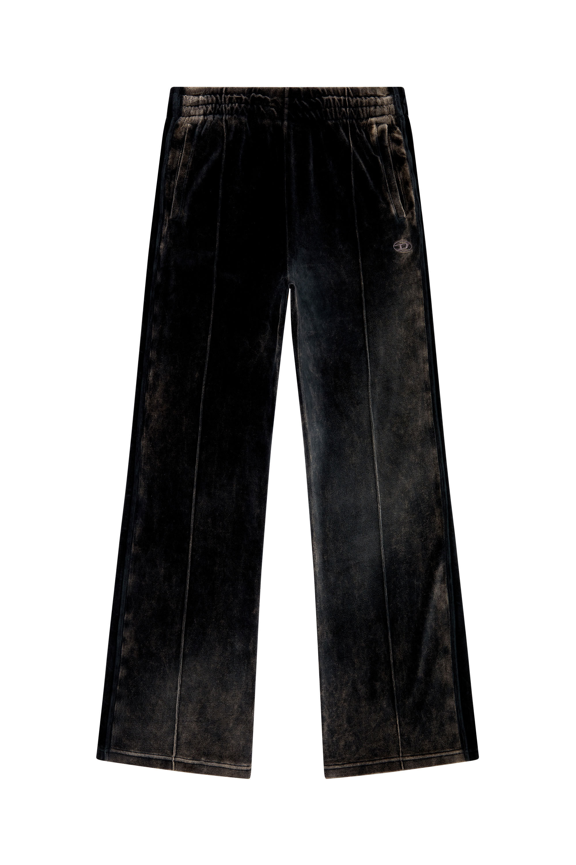 Diesel - P-OZAMP, Pantalon de survêtement ample en chenille délavé à l'acide Homme in Noir - 2