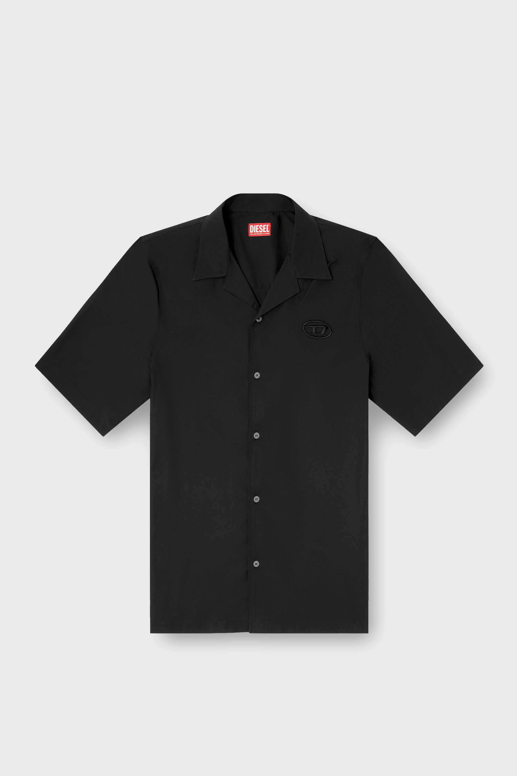 Diesel - S-MAC-GSBH, Camisa de popelina el&aacute;stica con bordado Oval D Hombre in Negro - 2