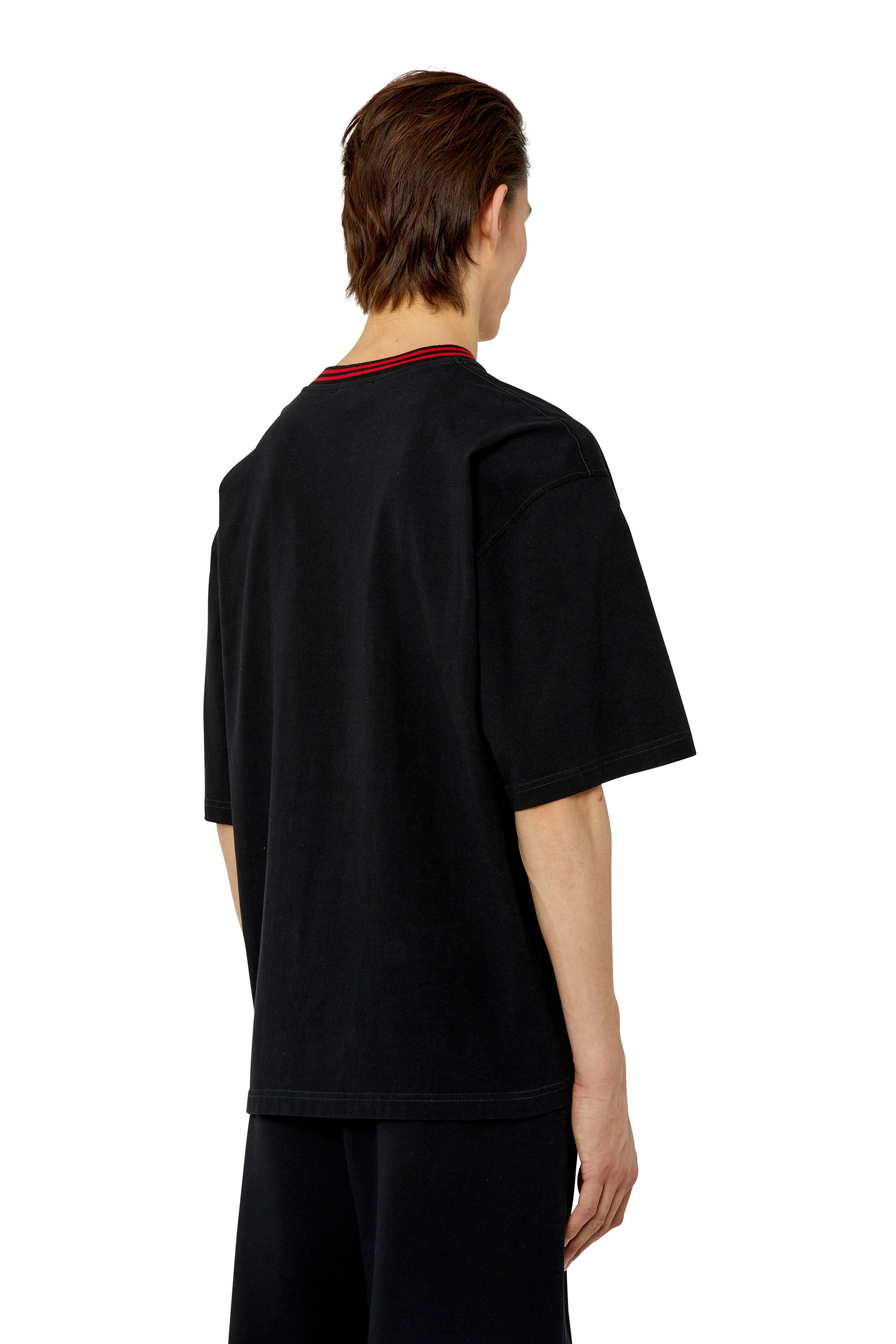 Diesel - T-KROWN, Male's T-shirt with logo neck in Black - 5