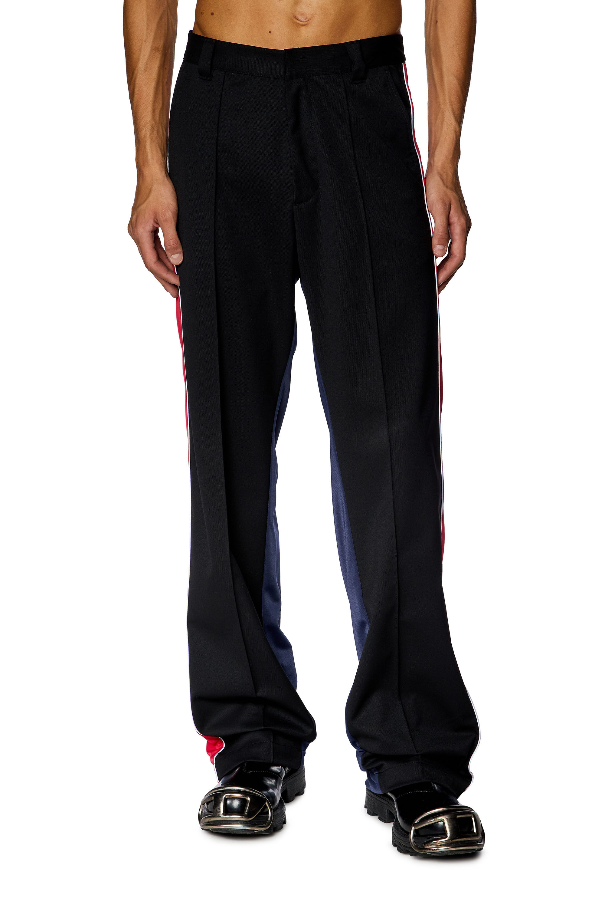 Diesel - P-DEVLIN, Man's Hybrid pants in cool wool and tech jersey in Black - 3