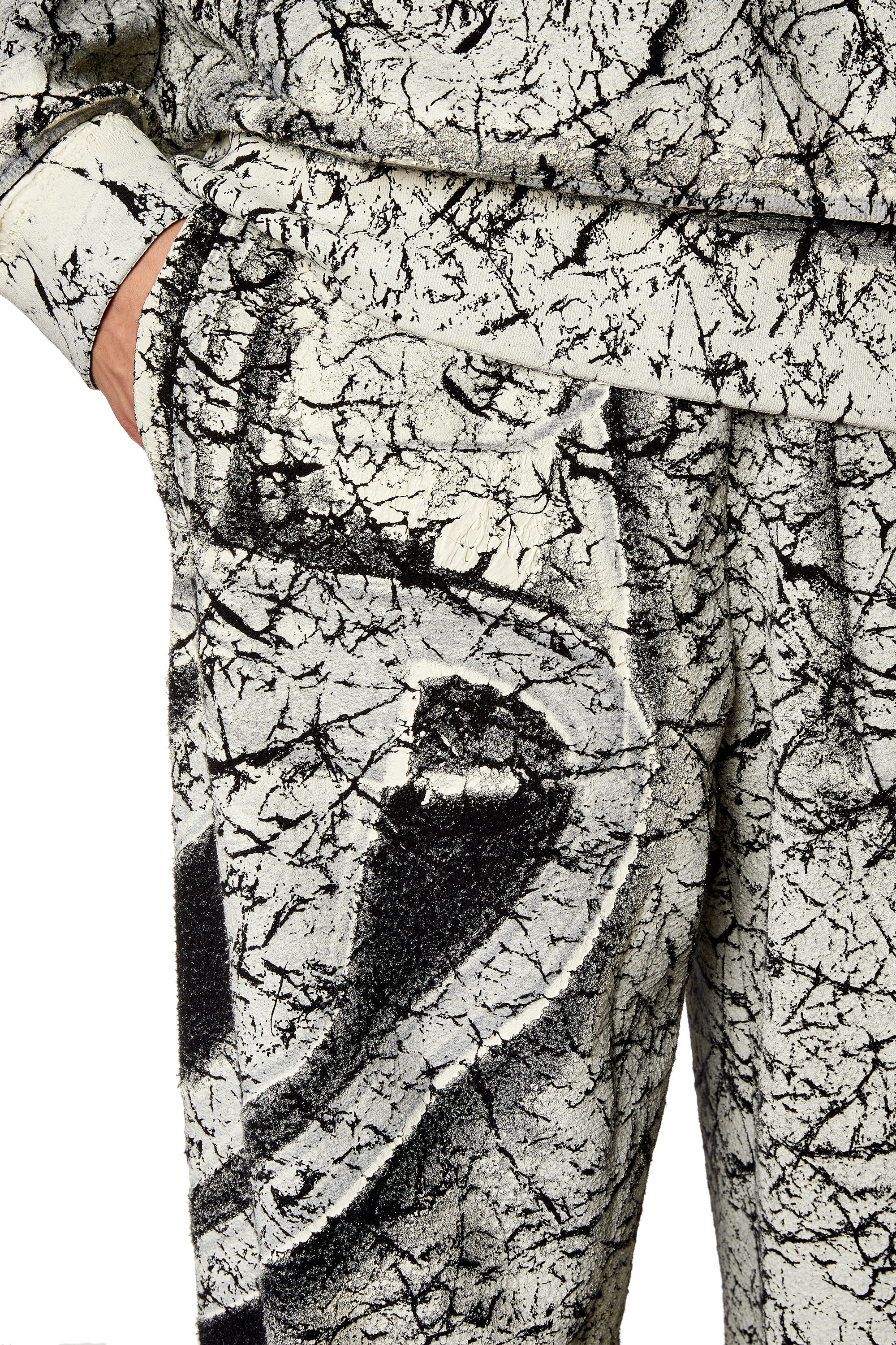 Diesel - P-MARKOVAL, Male's Track pants with cracked coating in Black/White - 4