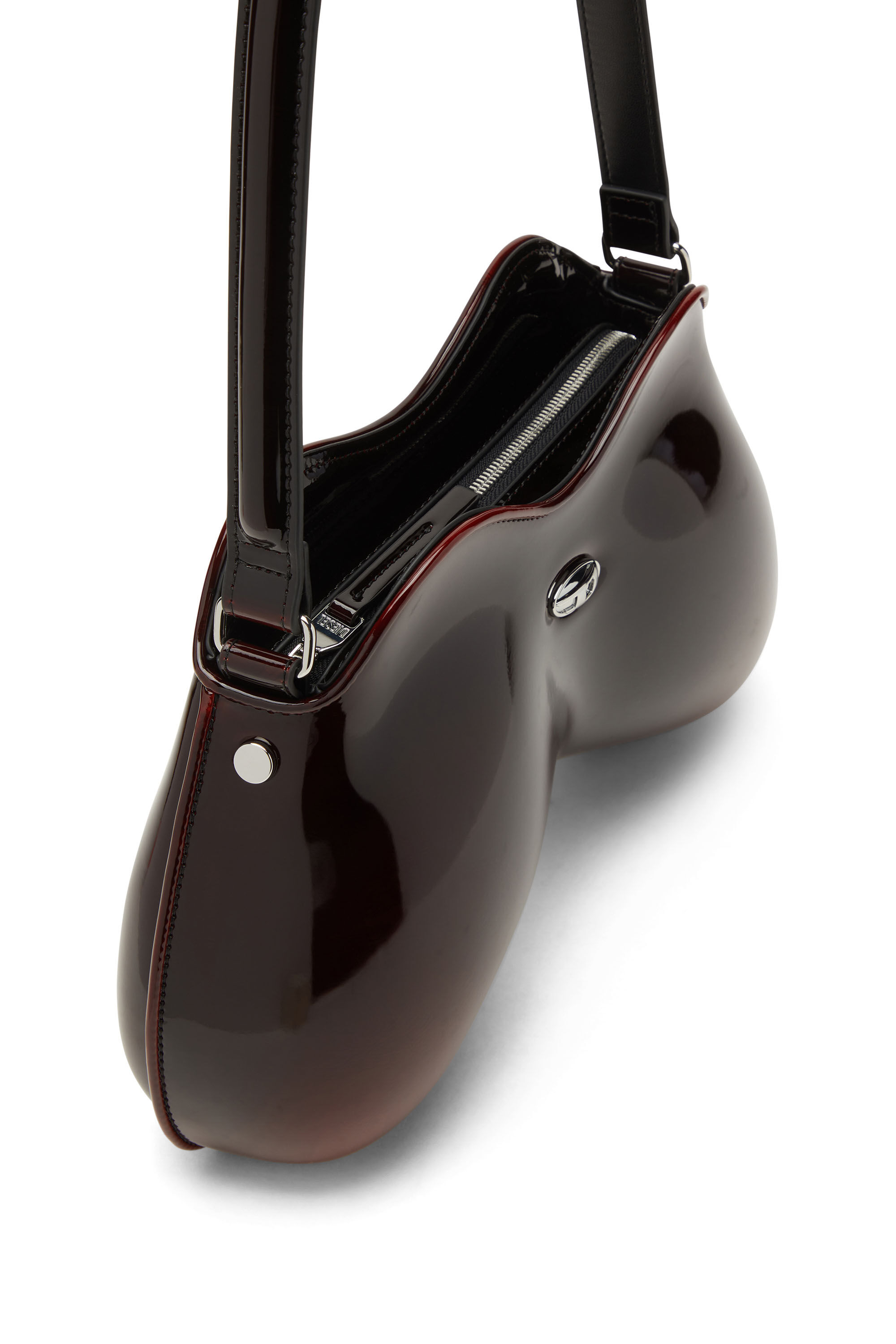 Diesel - DOUBLE-D SHOULDER, Female's Double-D-Rigid shoulder bag in dégradé glossy PU in Burgundy - 2