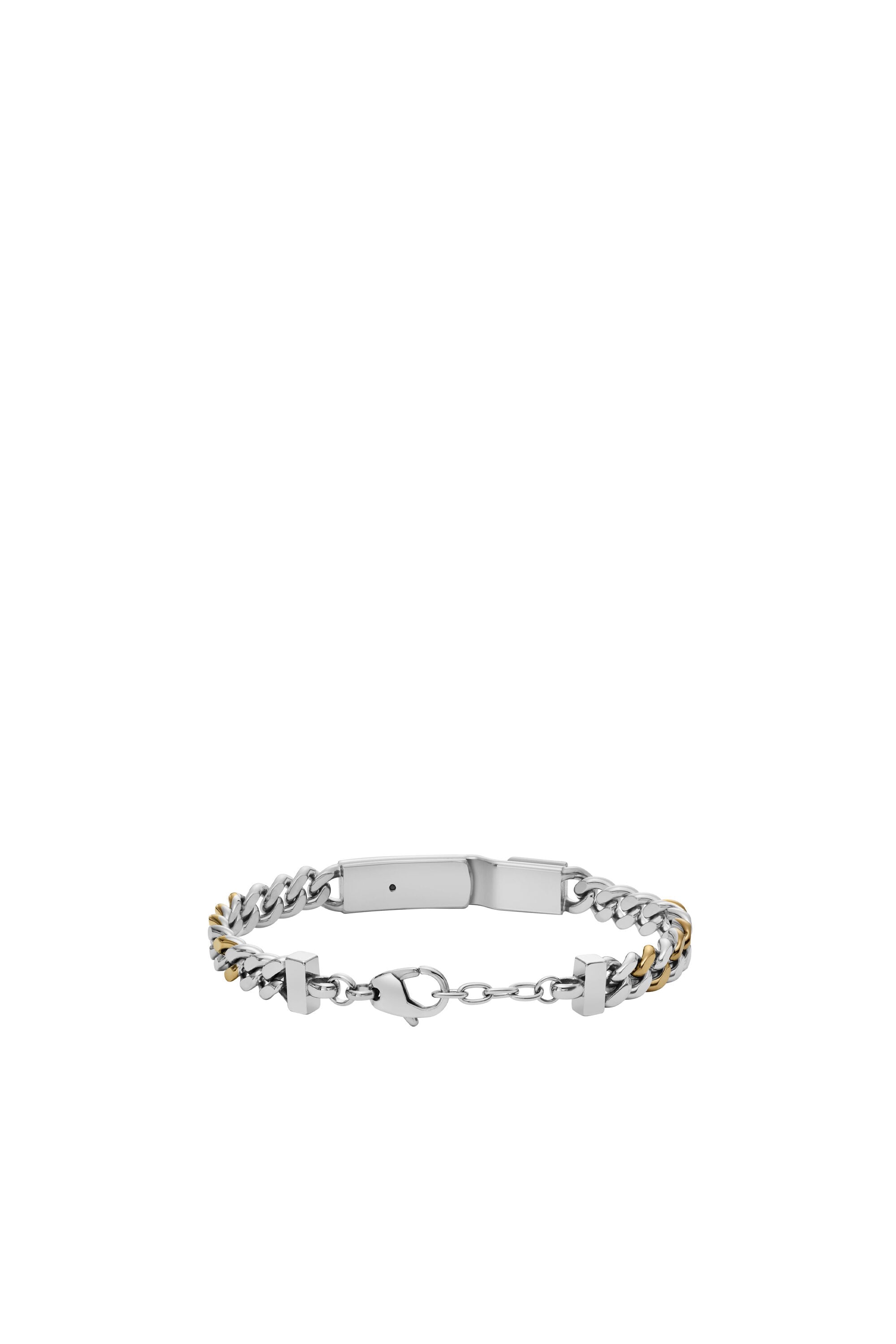 Women's Two-Tone Stainless Steel ID Chain Bracelet | Silver