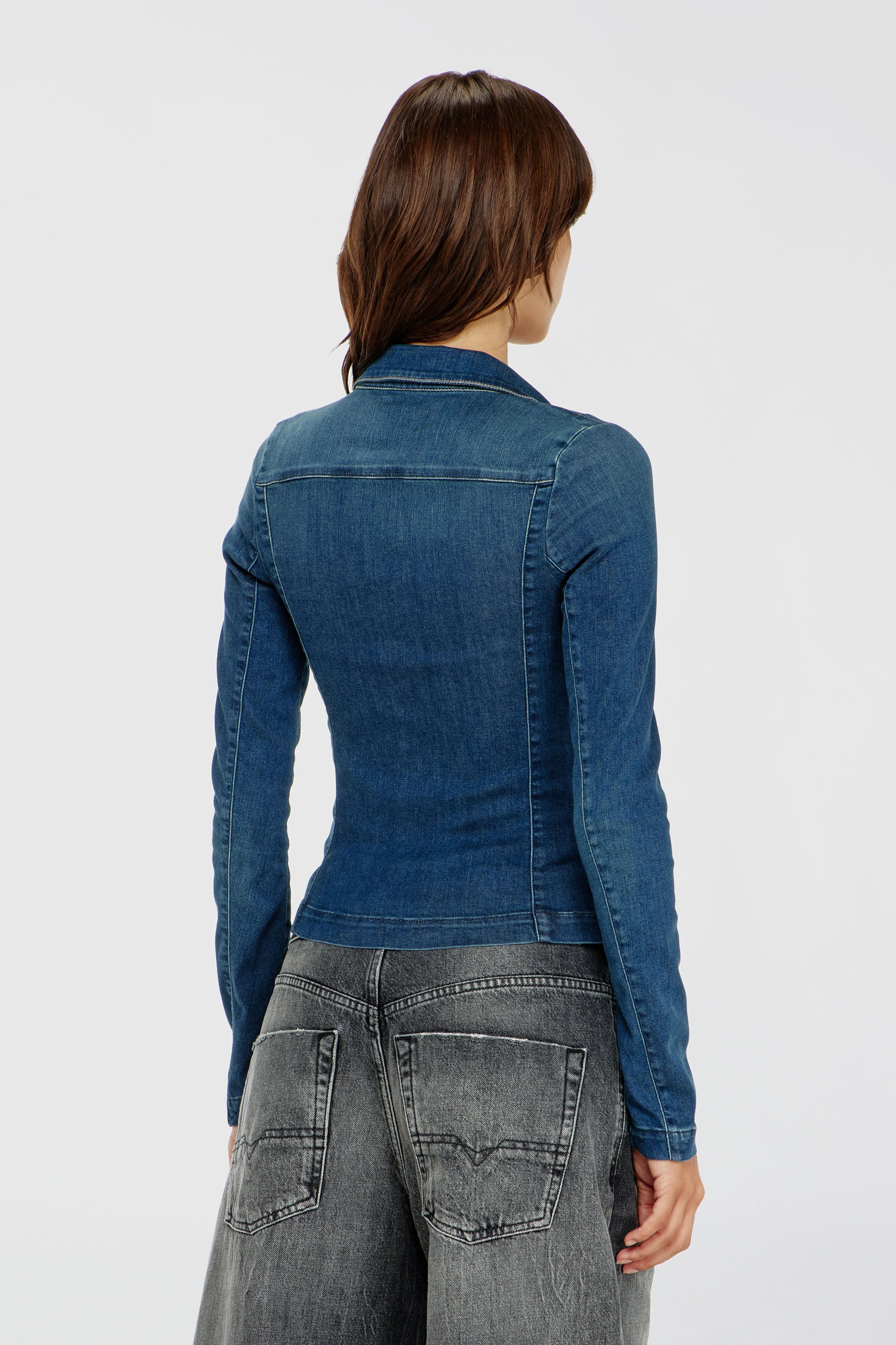Diesel - DE-QUINOR-S1, Female's Full-zip shirt in denim in Medium Blue - 4