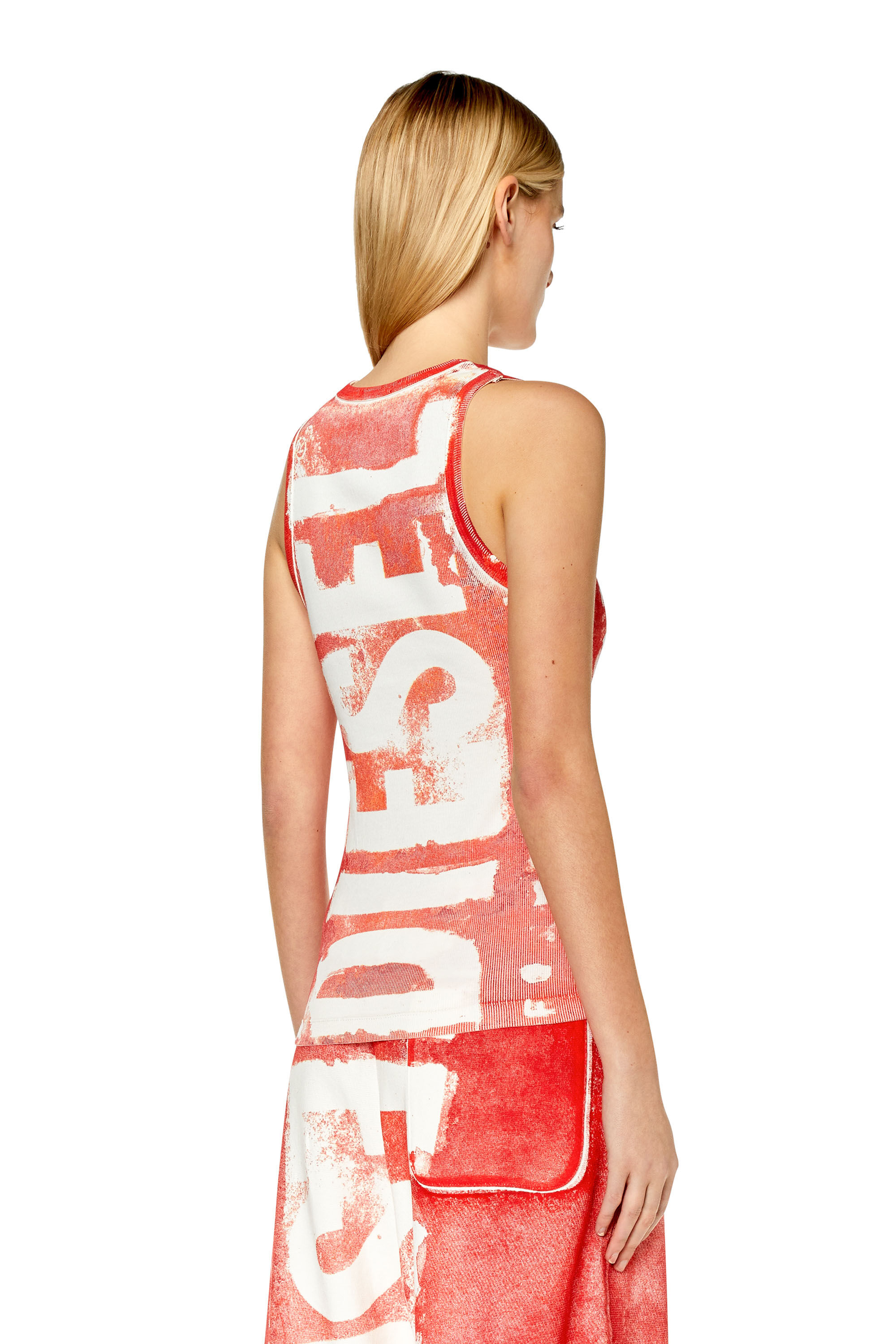Diesel - T-ANKY-G1, Débardeur avec logo effet délavé Femme in Rouge - 4