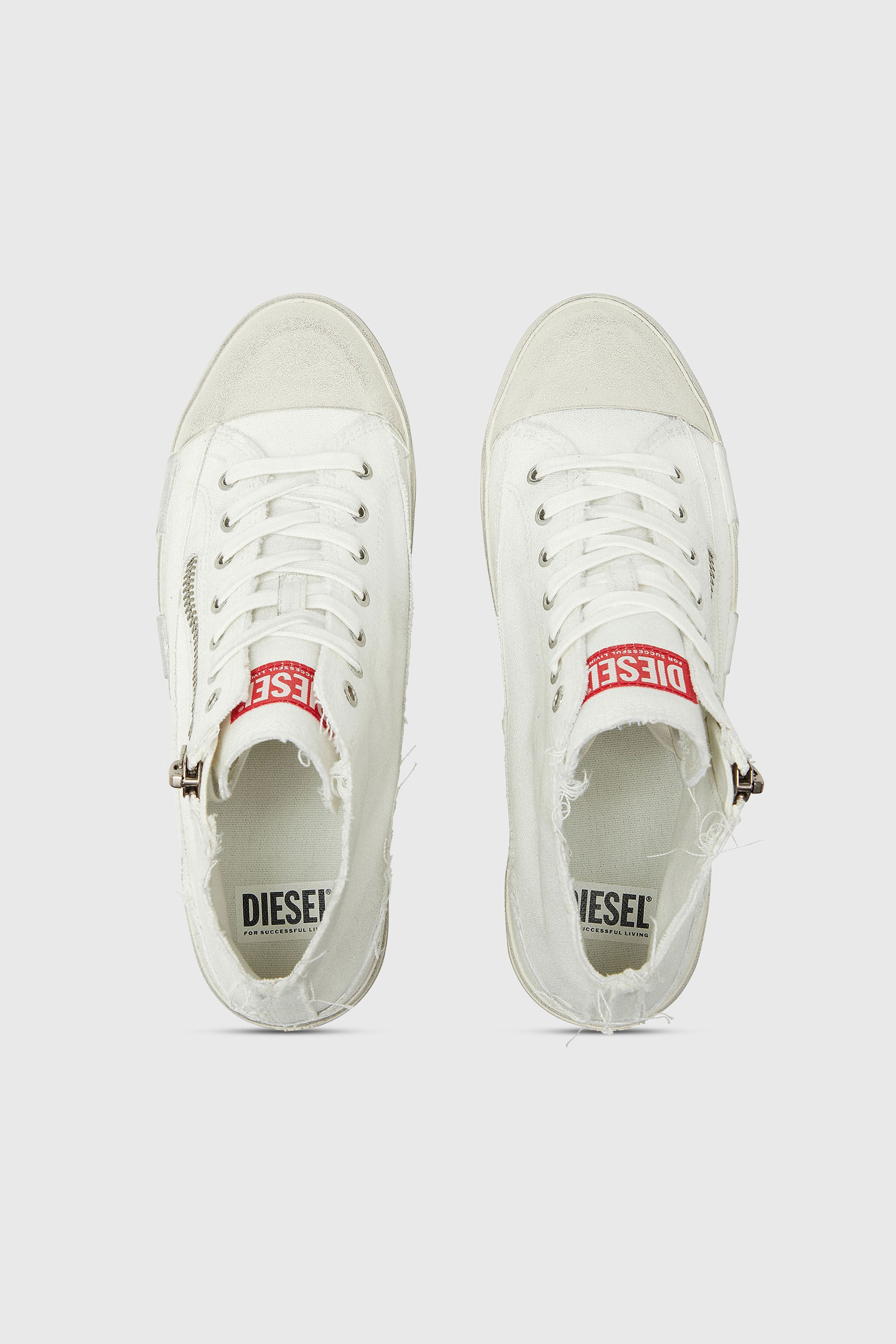 Diesel - S-D-VERSE ZIP MID II, S-D-Verse - Zapatillas de lona deshilachada con Logo D Hombre in Blanco - 4