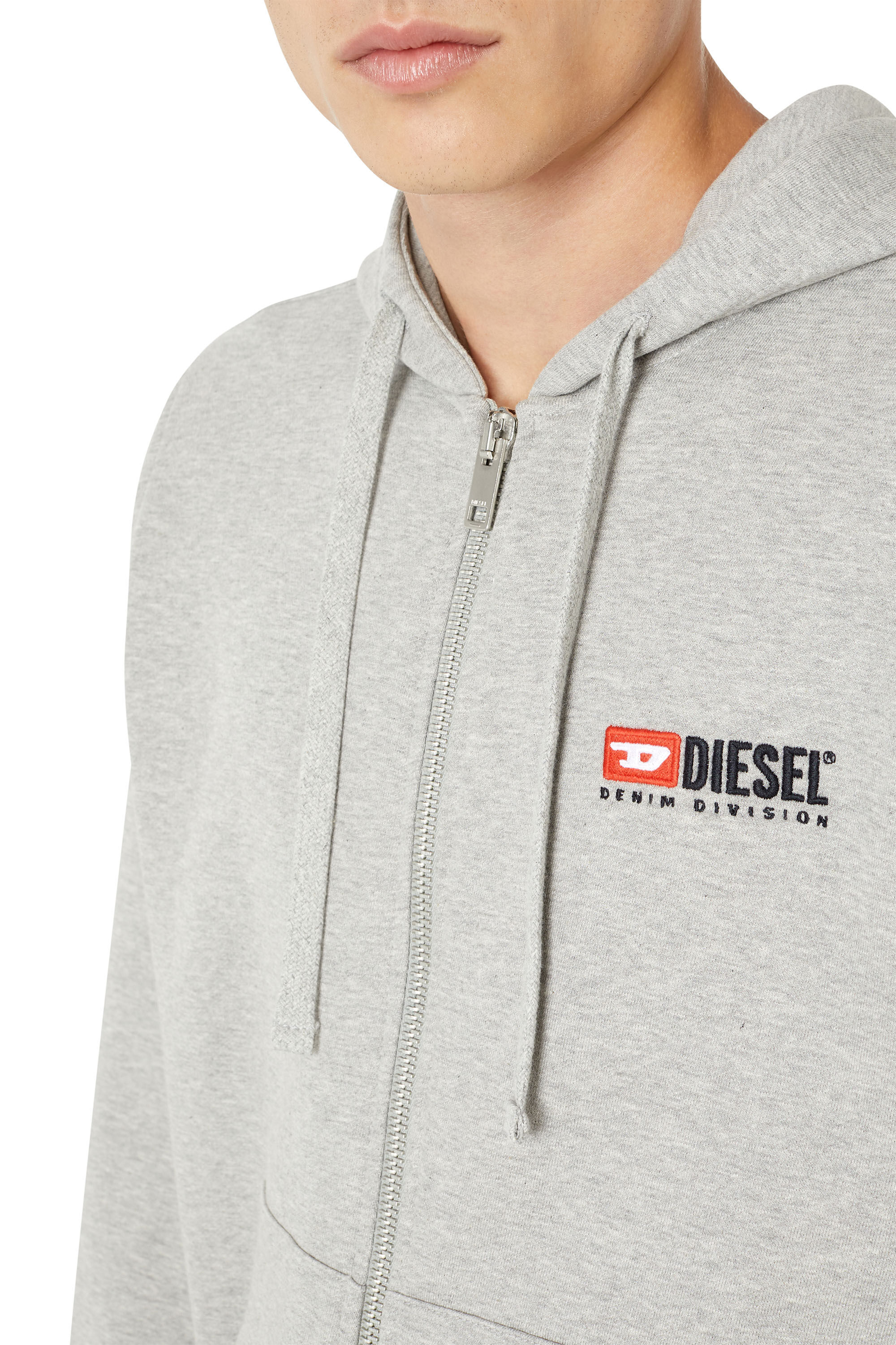 Diesel - S-GINN-HOOD-ZIP-DIV, Male's Denim Division zip-up hoodie in Light Grey - 5
