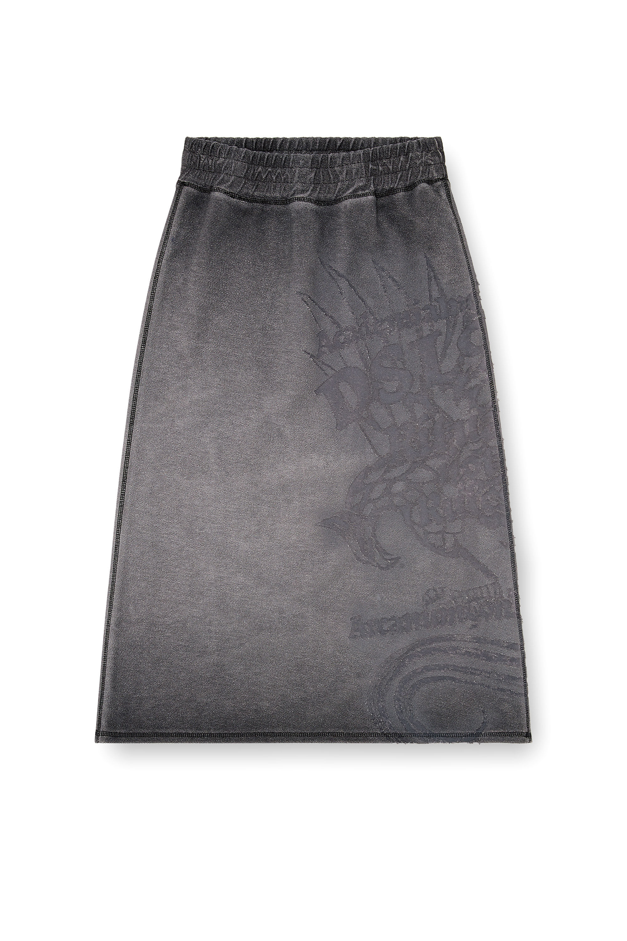 Diesel - O-BEAUTY, Female's Fleece midi skirt with d&eacute;vor&eacute; print in null - 2
