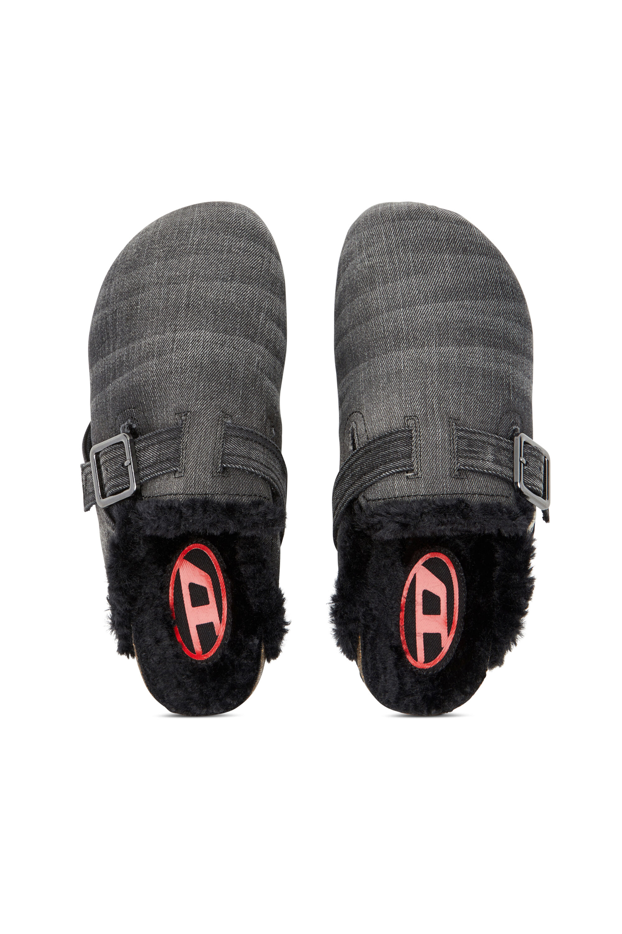 Diesel - D-WOODSTOCK X, D-Woodstock-Mules en denim avec doublure duveteuse Homme in Noir - 4