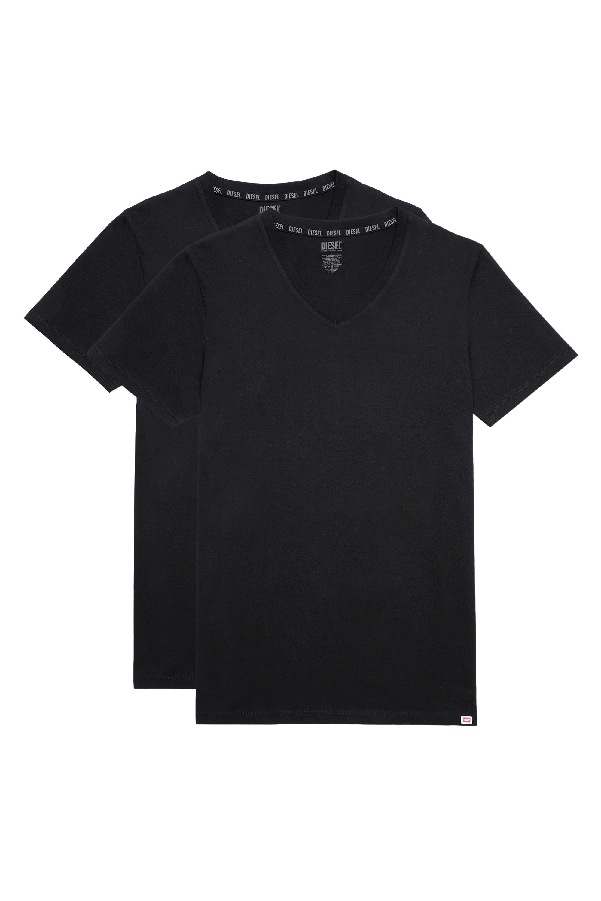 Diesel - UMTEE-MICHAEL-TUBE-TWOPACK, Male's Two-pack V-neck T-shirts with D patch in Black - 1