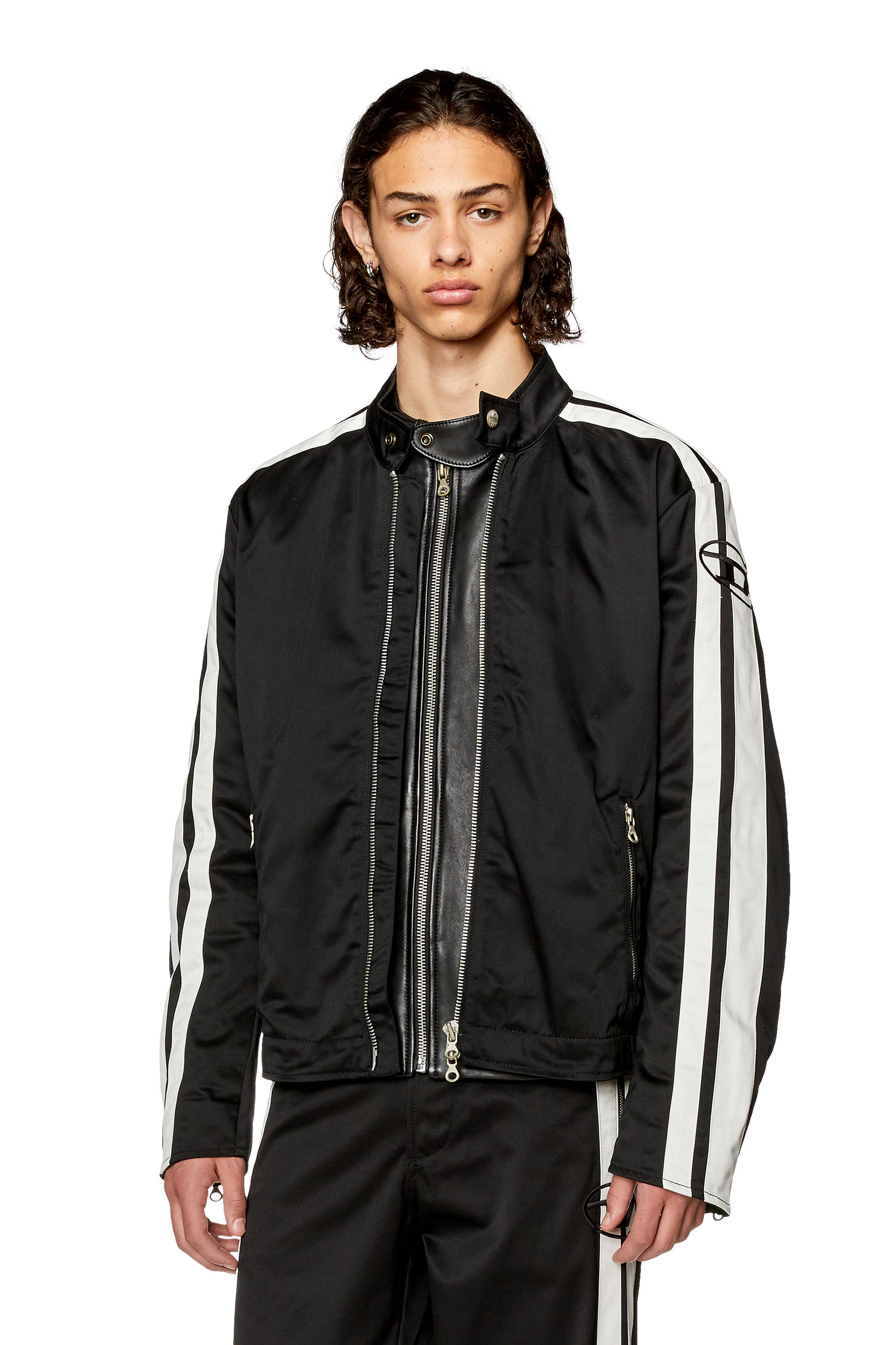 Diesel - J-BECK, Veste biker en coton matelassé avec bandes Homme in Polychrome - 3