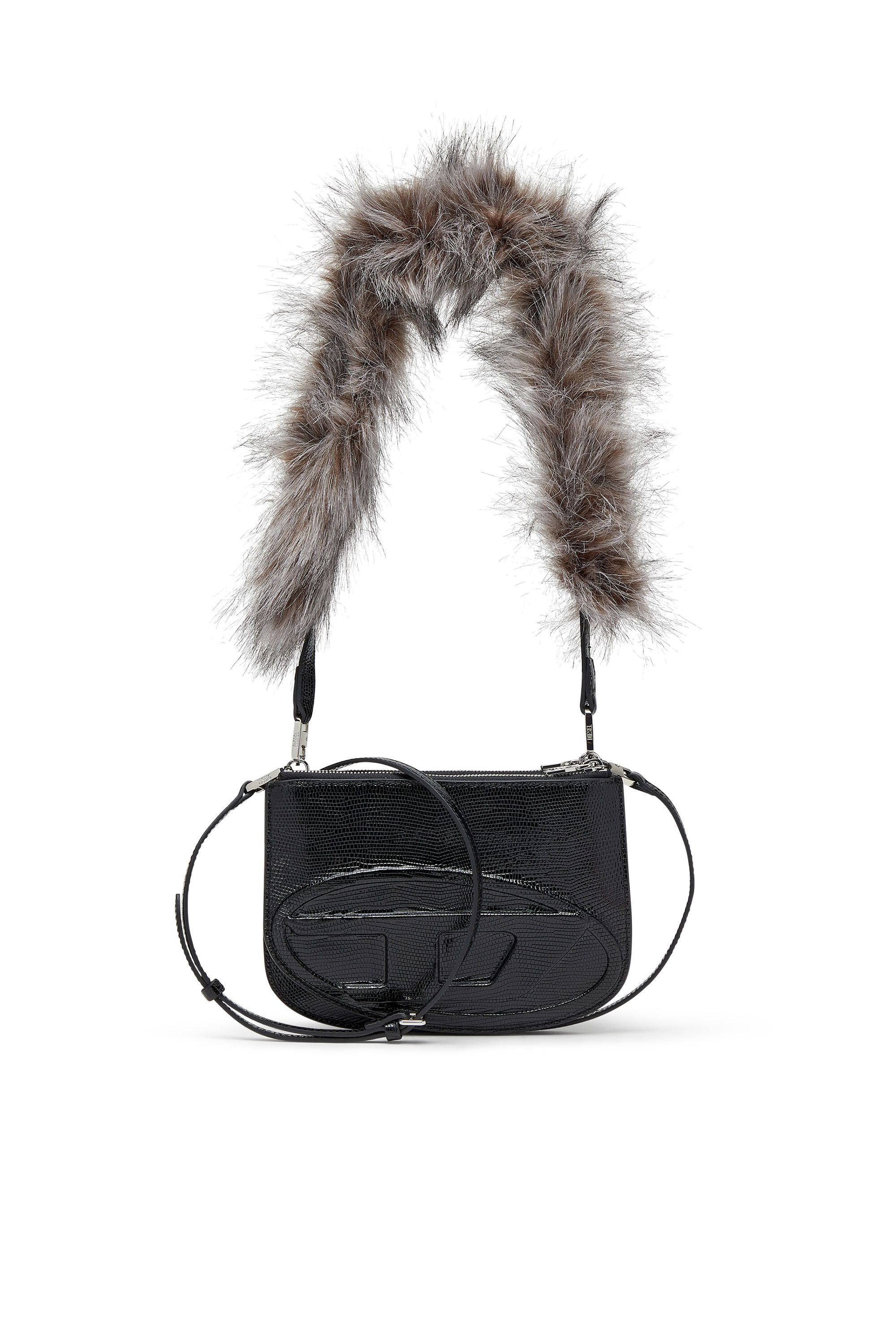 Diesel - 1DR TWIN, Female's 1DR Twin-Double-pouch shoulder bag in embossed leather in Black - 1