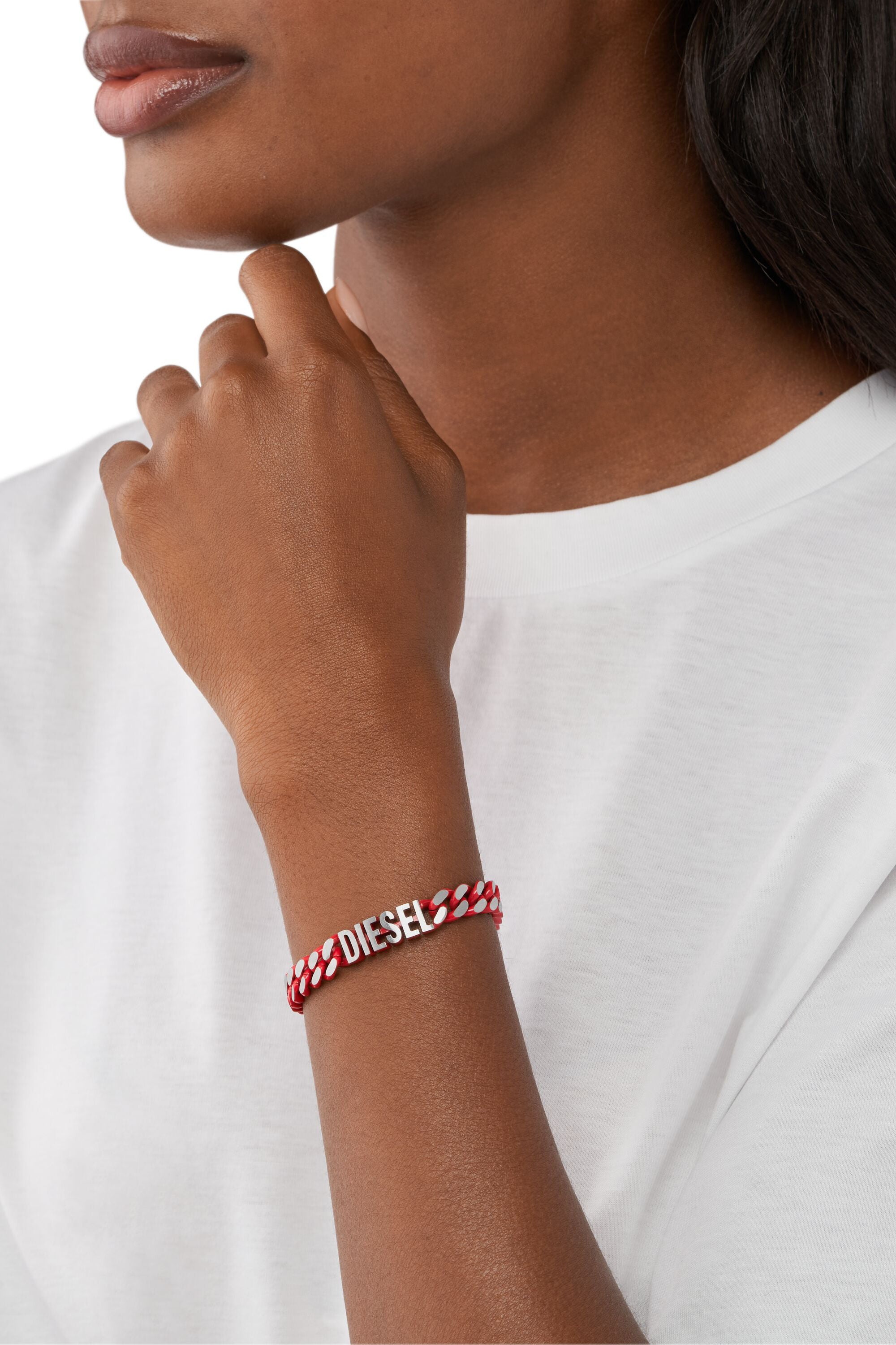 Women's Red Stainless Steel Chain Bracelet | Red | Diesel {{Country}}