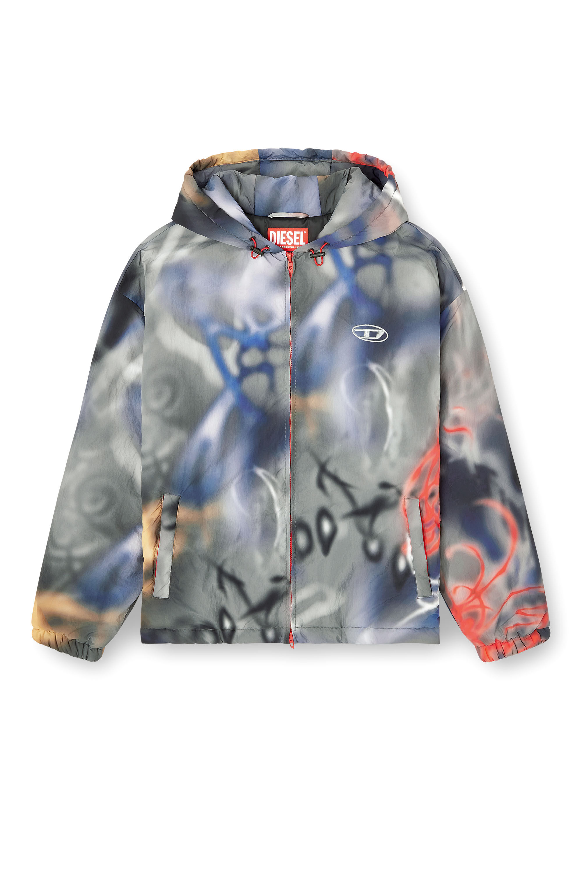 Men's Padded windbreaker with graffiti print | Multicolor | Diesel