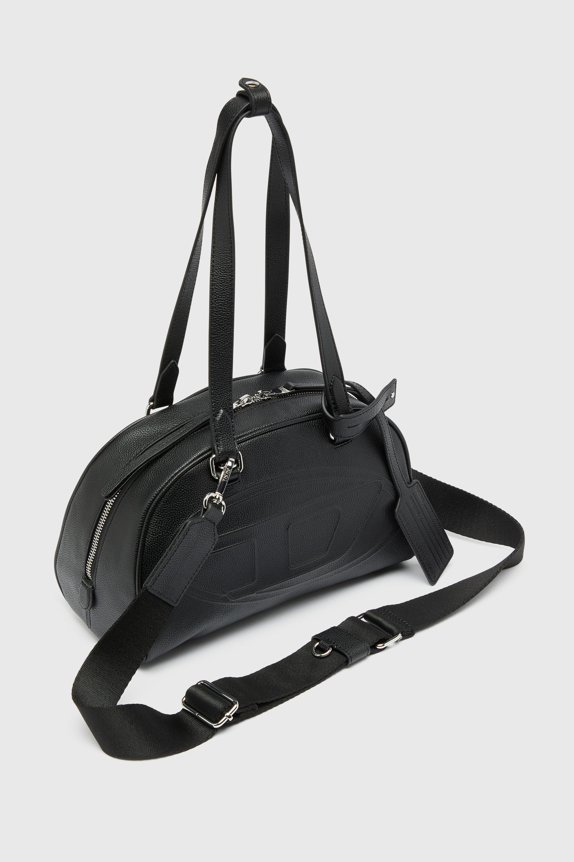 Women's 1DR Dome - Leather Boston bag with embossed logo | Black