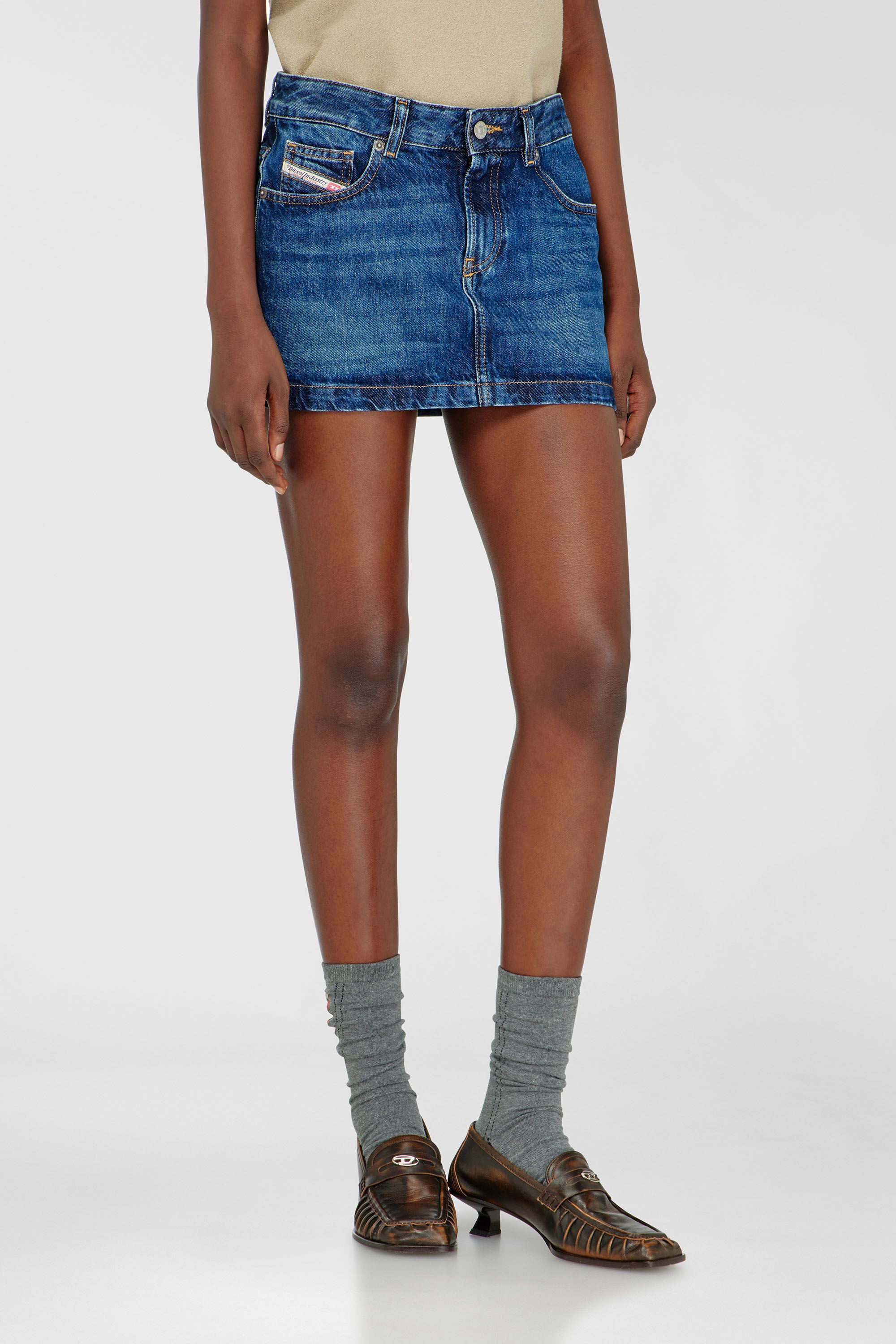 Diesel - DE-RON, Woman's Miniskirt in denim in Dark Blue - 3
