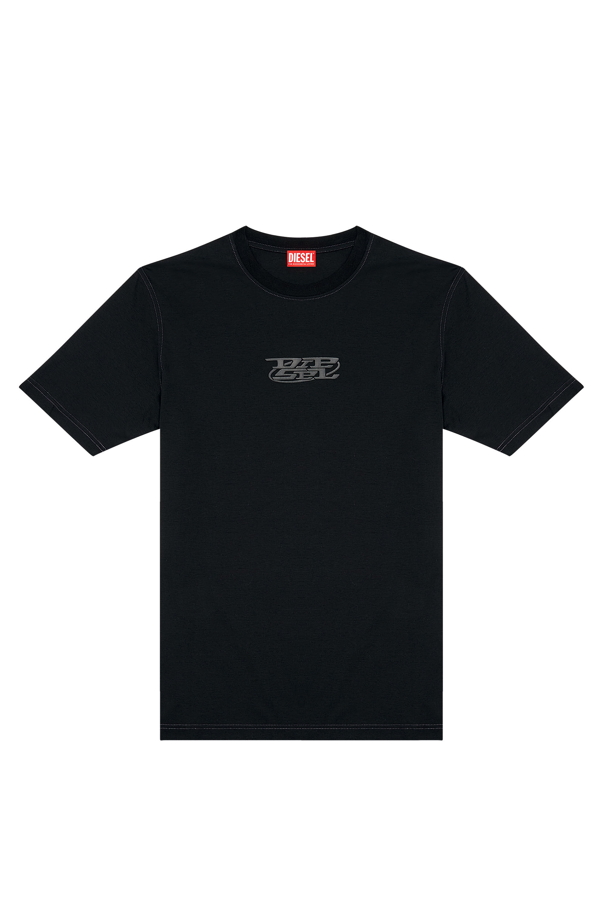 Diesel - T-MUST-SLITS-N, T-shirt en coton mercerisé avec logo imprimé Homme in Noir - 2