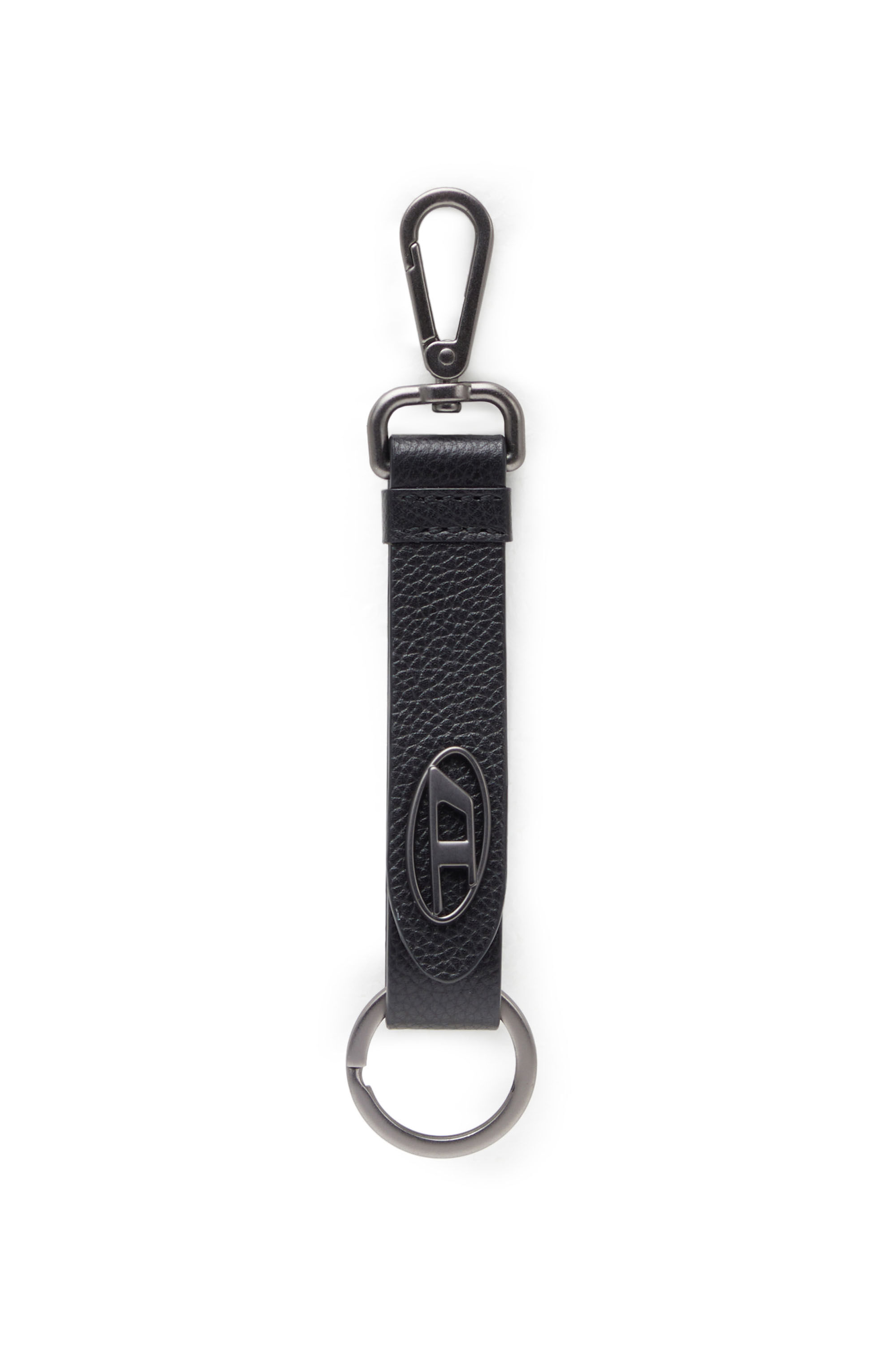 Diesel - KEY RING, Male's Keyring in textured leather in Black - 1