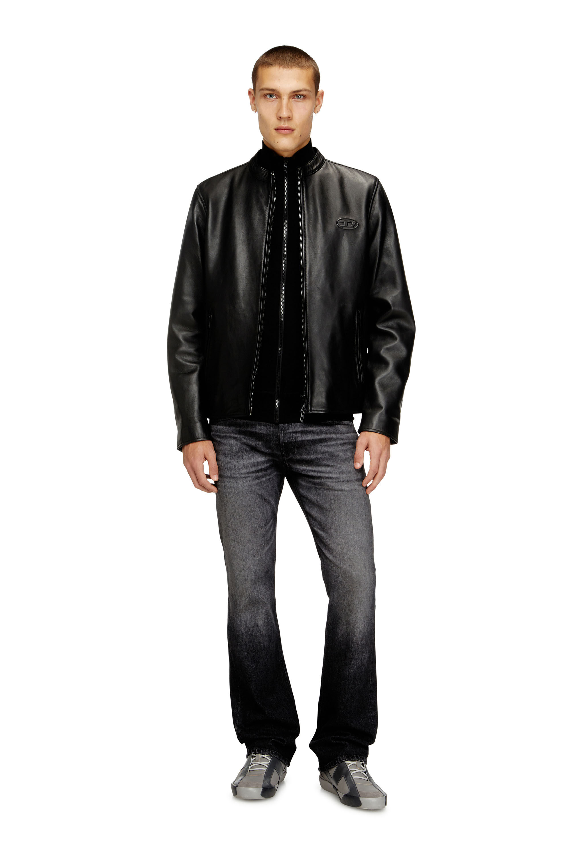 Men's Biker jacket in waxed leather | Black | Diesel