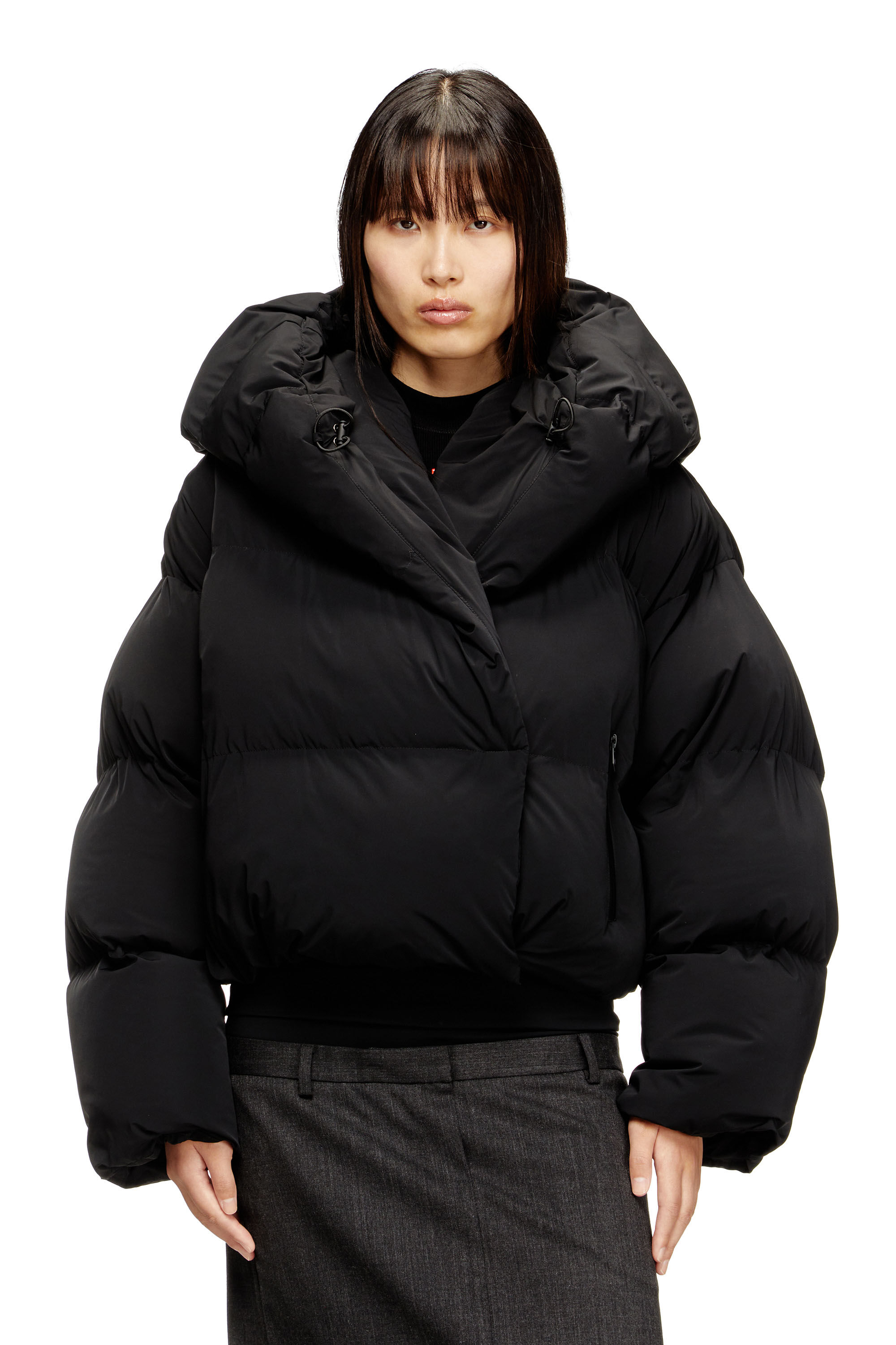 Diesel - W-ILEY-T1, Doudoune enveloppante en nylon bi-stretch Femme in Noir - 3