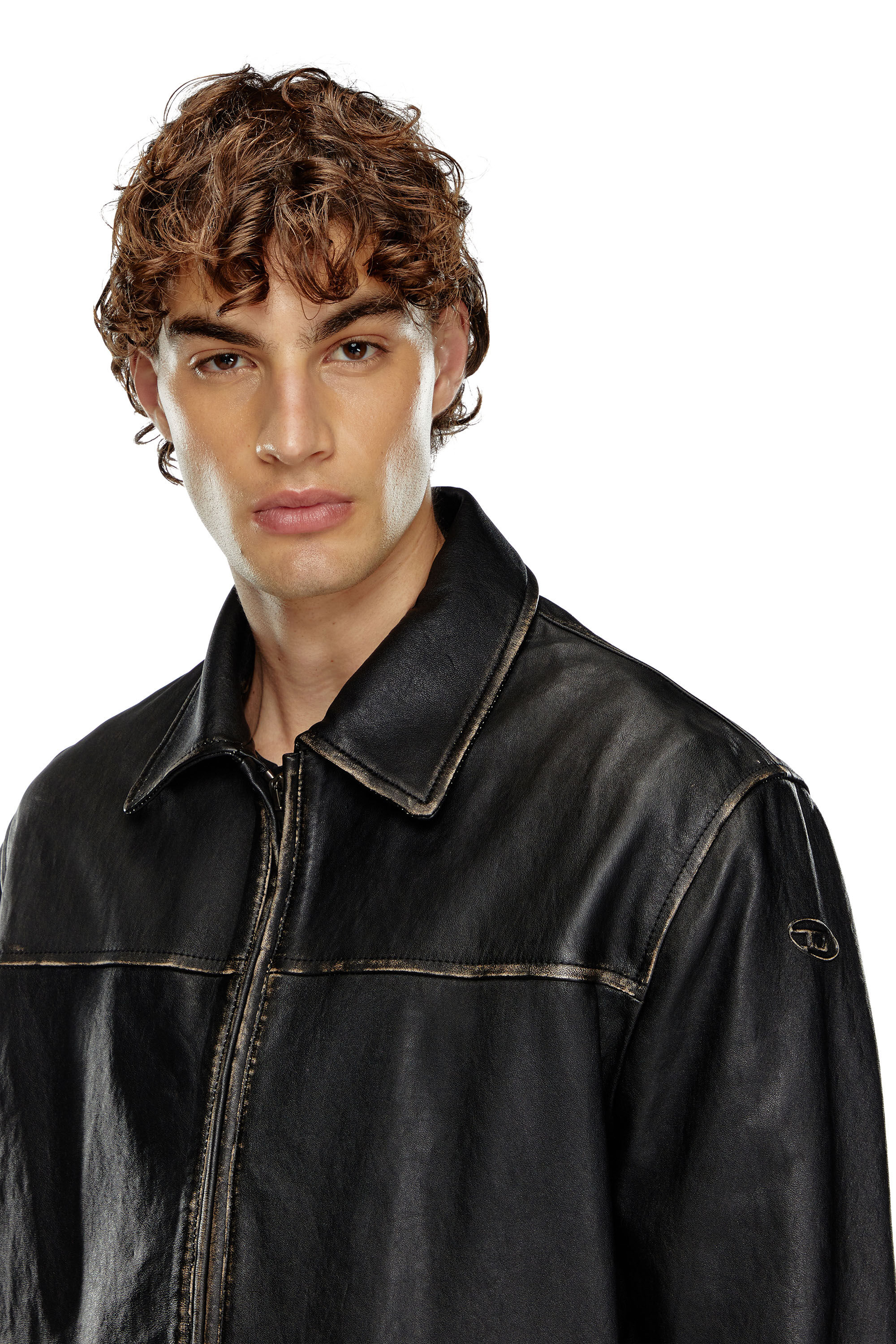 Diesel - L-BLIXIA, Veste en cuir vieilli Homme in Noir - 4