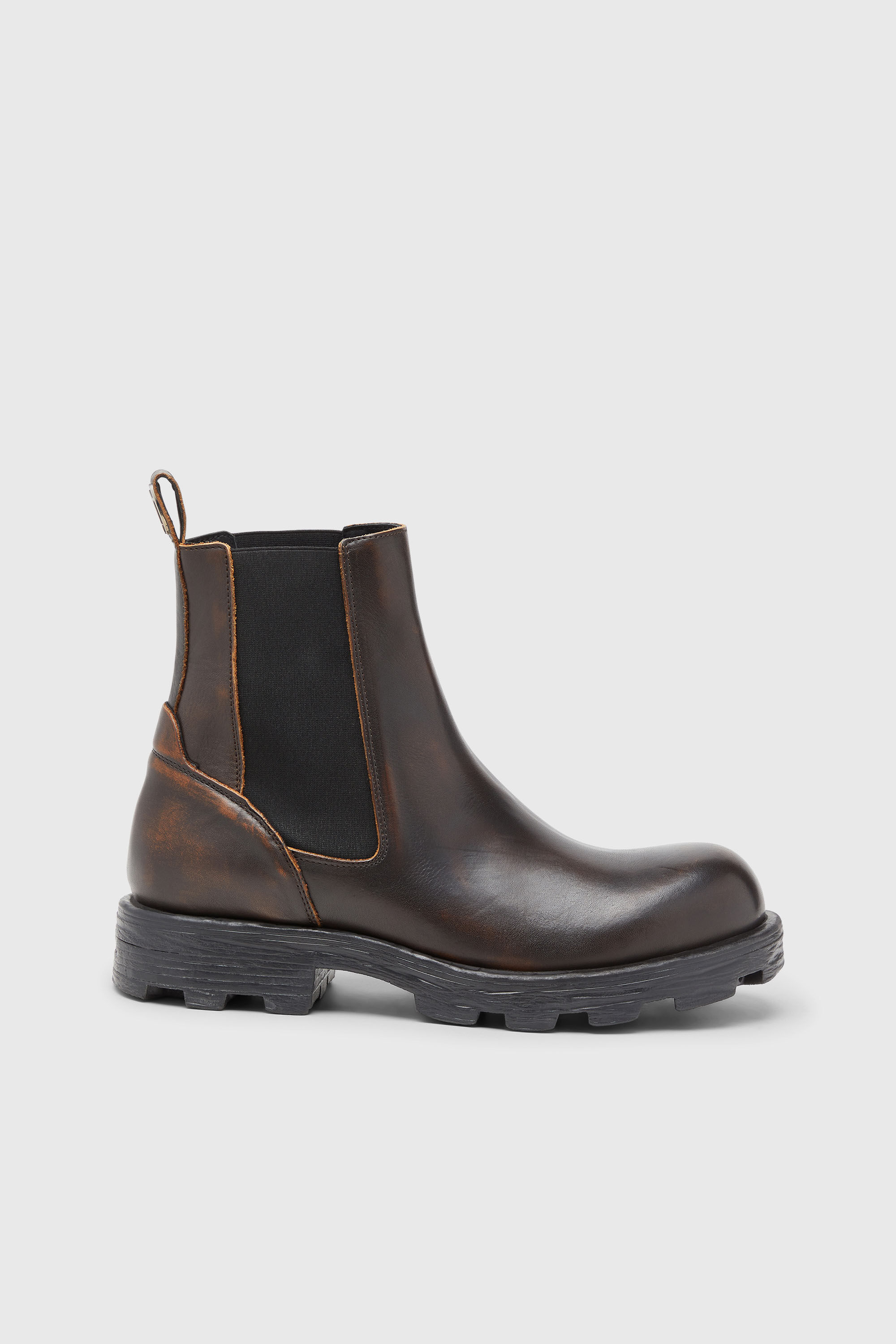 diesel ブラウン ニットリブ付きブーツ23.5〜24cm Men's D-Hammer-Chelsea boots in brushed leather | Brown | Diesel US