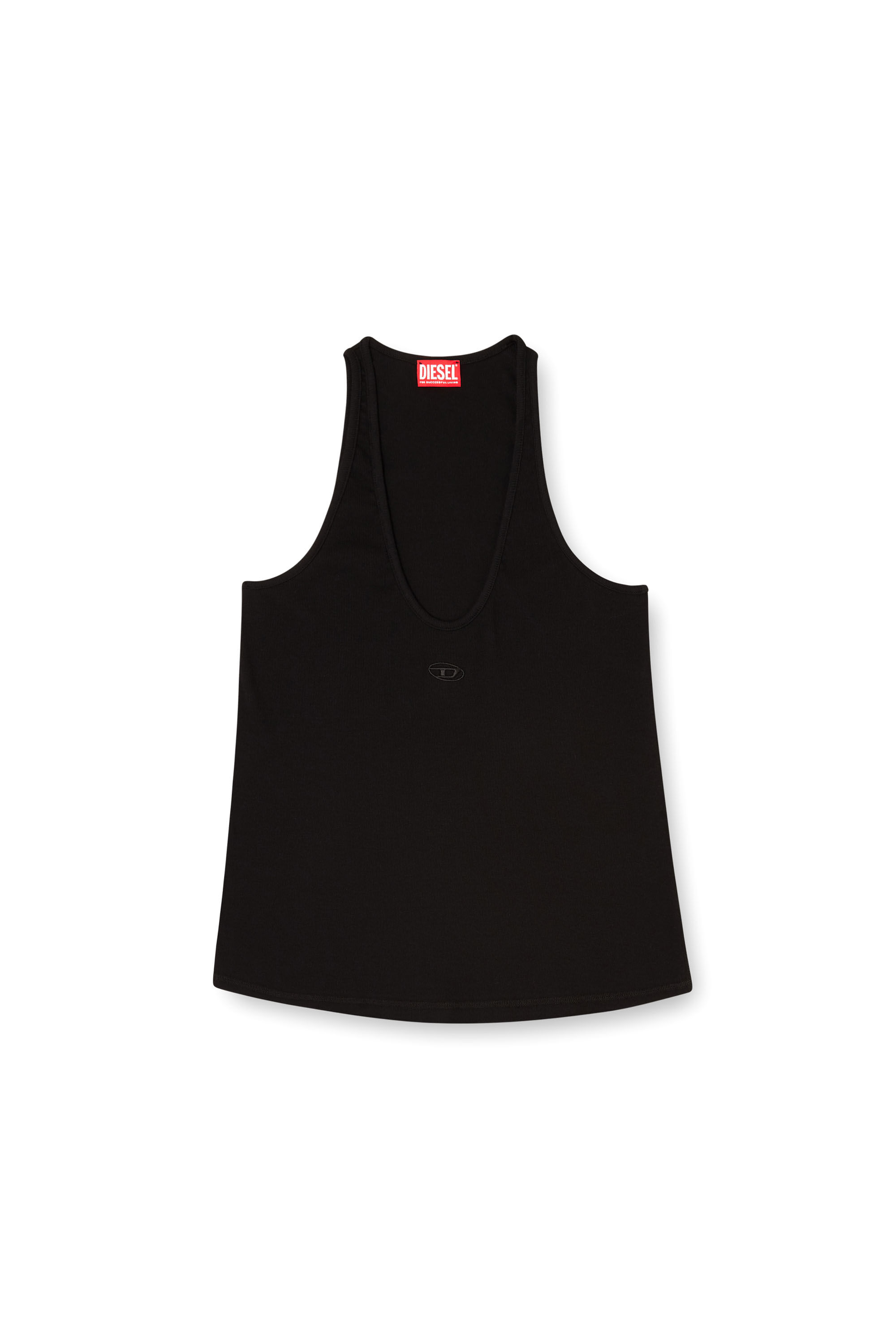 Women's Ribbed tank top with Oval D | Black | Diesel