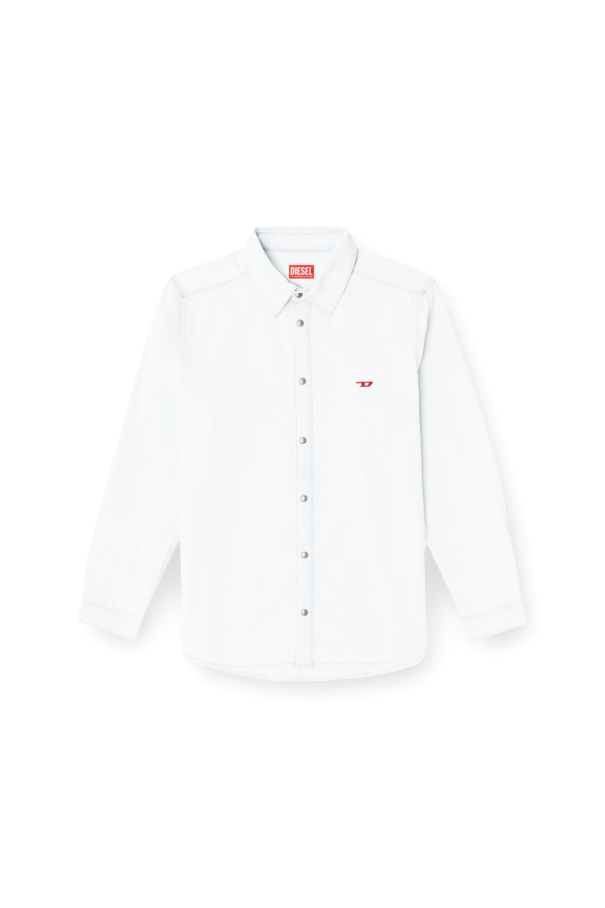 Diesel - D-SIMPLY, Male's Shirt in bleach-effect denim in Light Blue - 2