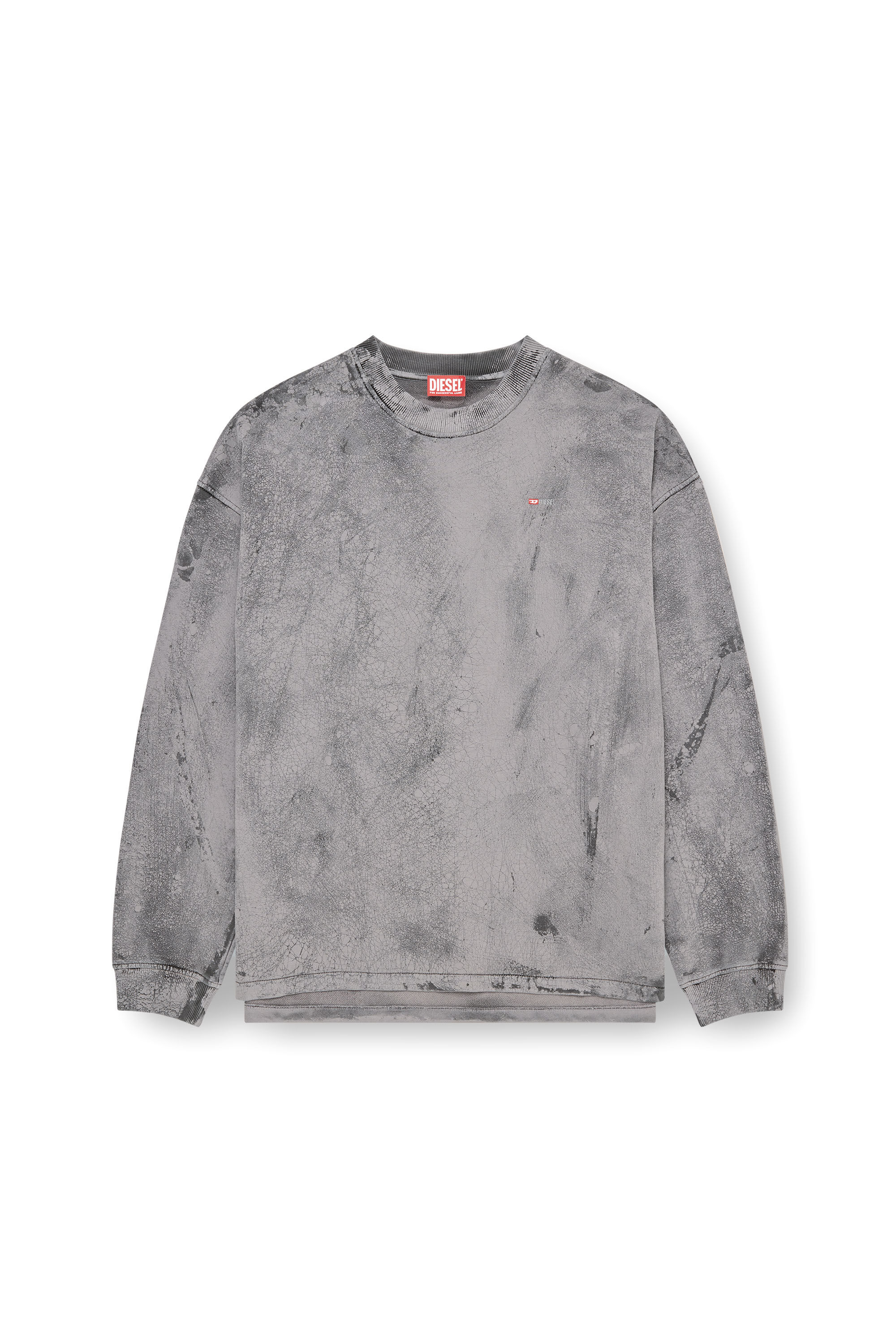Men's Cracked-effect sweatshirt with micro logo | Grey | Diesel