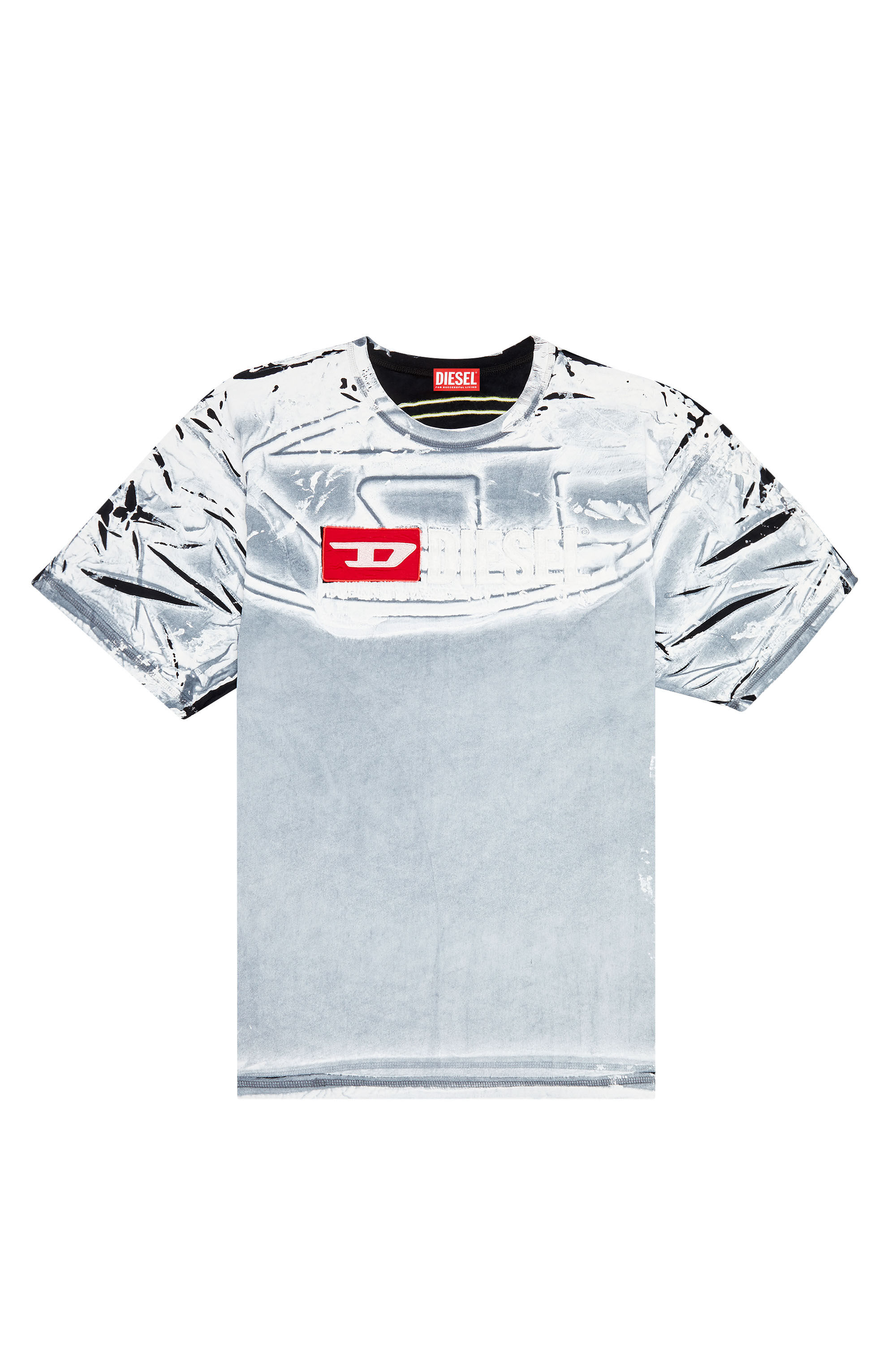 Diesel - T-OX, Male's T-shirt with chalk-effect print in Blue/White - 2