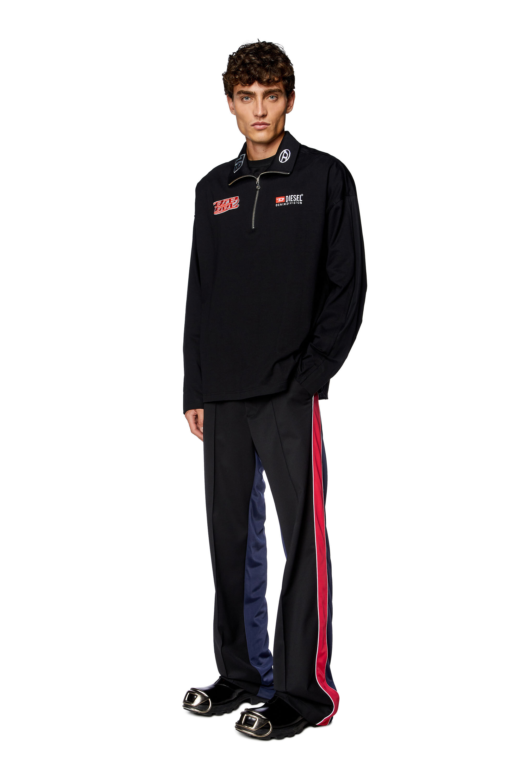 Diesel - P-DEVLIN, Man's Hybrid pants in cool wool and tech jersey in Black - 1