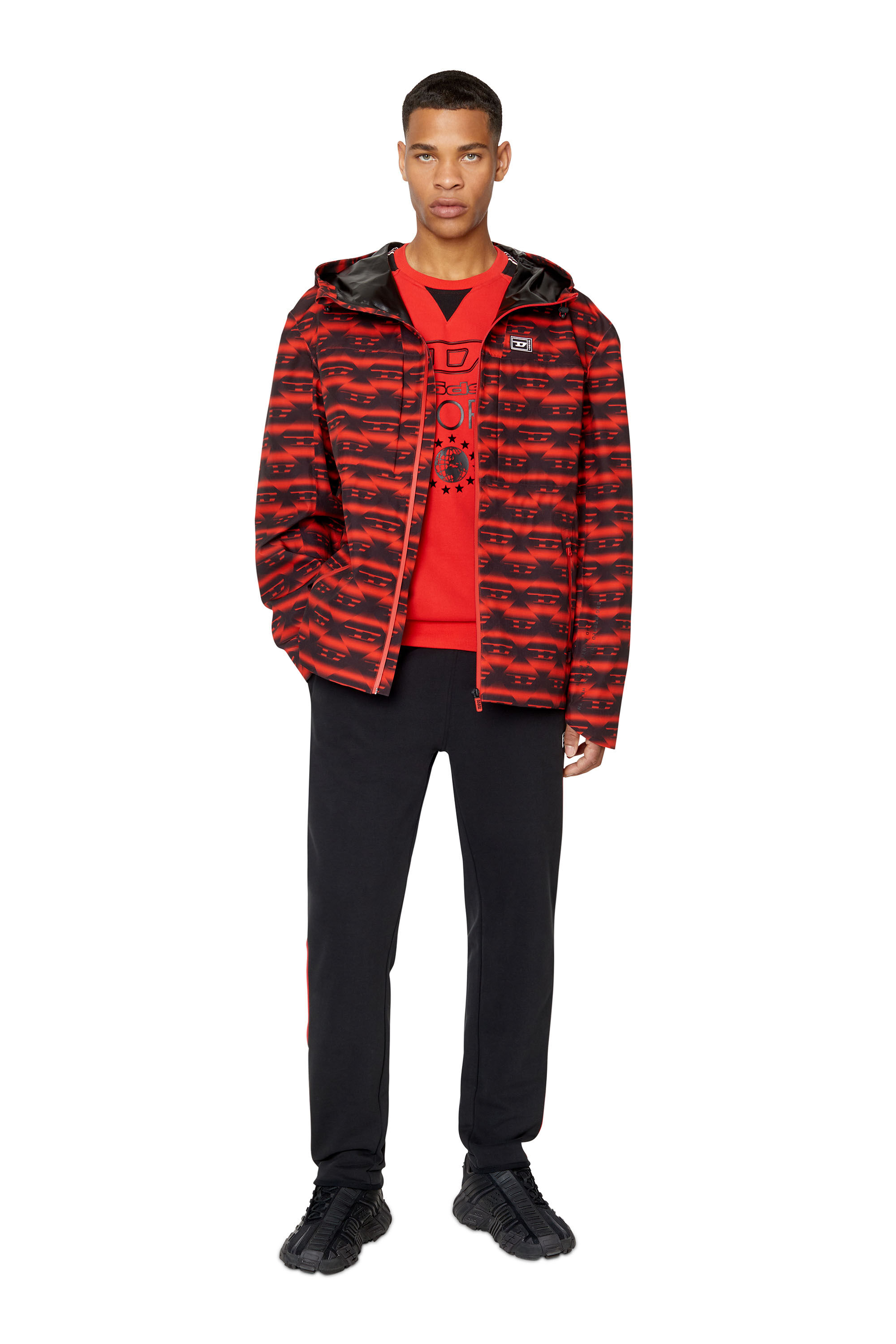 Diesel - AMWT-VOZLEY-WT25, Coupe-vent monogrammé Homme in Rouge - 1