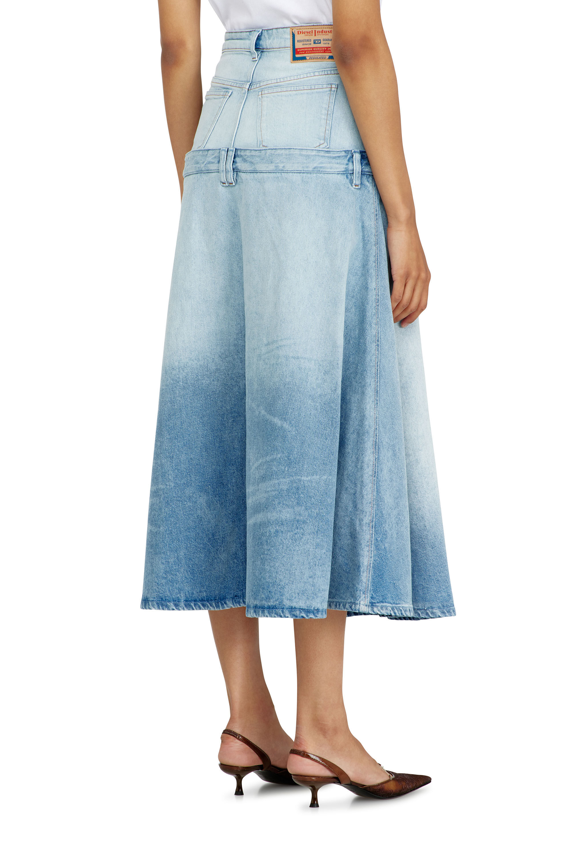 Women's Denim skirt with layered design | Blue | Diesel