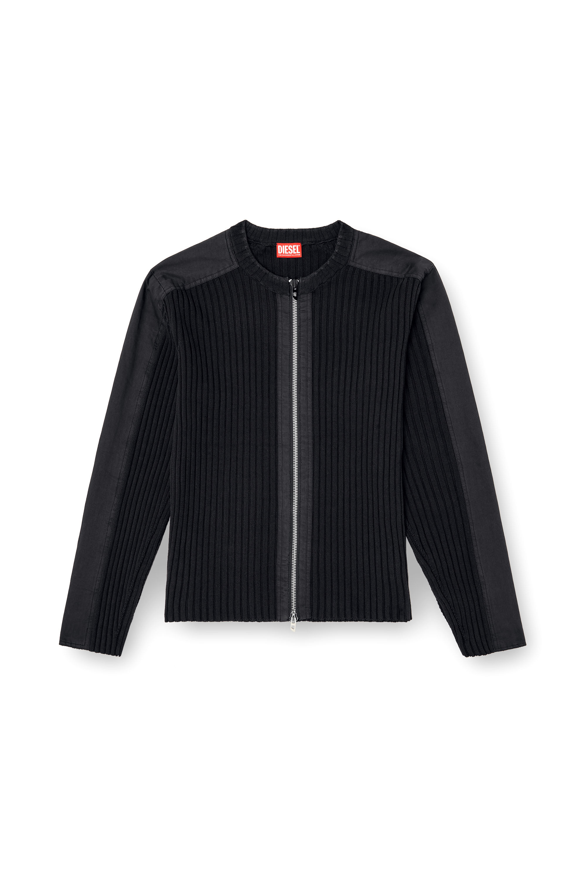 Diesel - K-MATTY, Cardigan zippé avec empiècements utilitaires Homme in Noir - 2