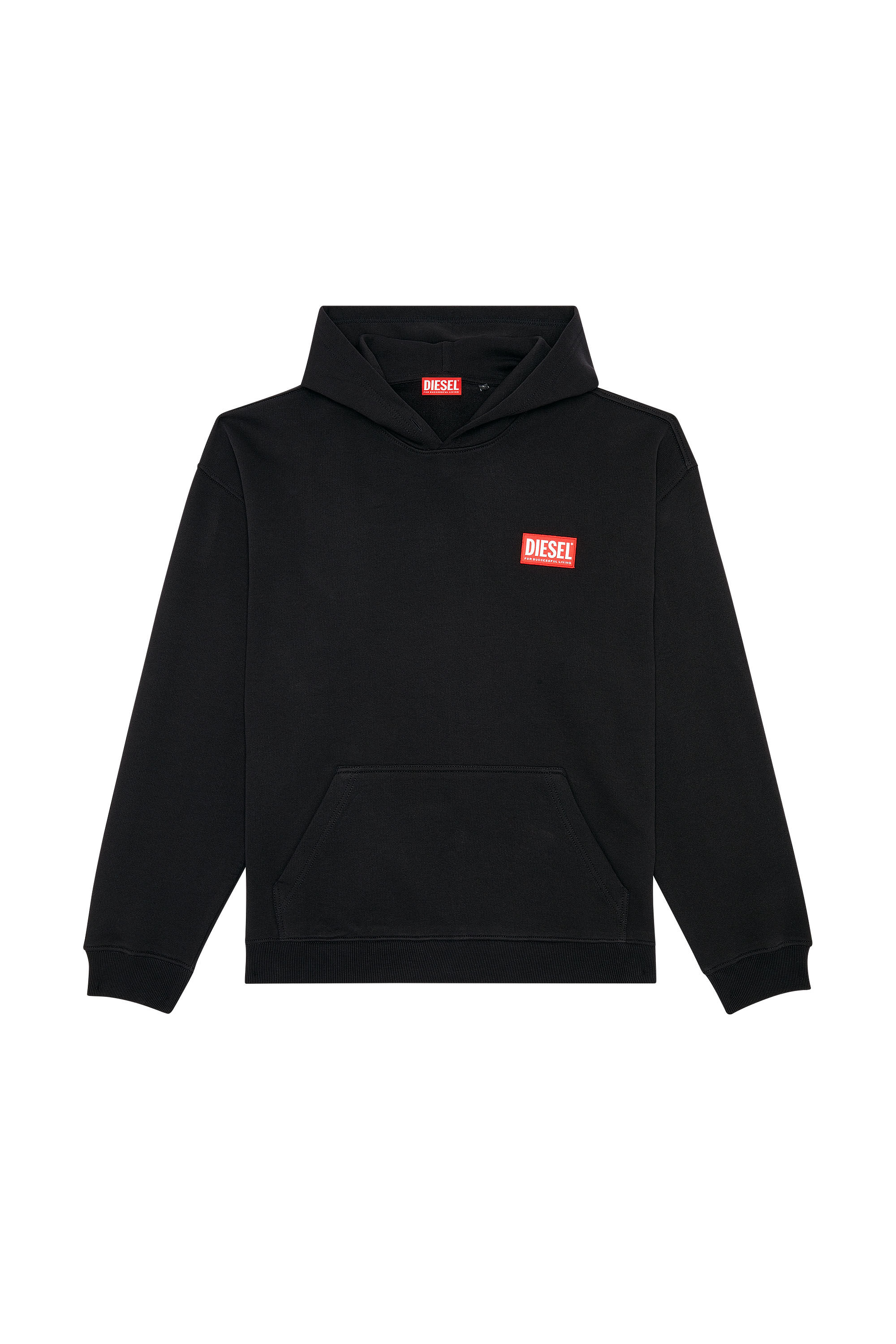 Diesel - S-NLABEL-HOOD-L1, Male's Oversized hoodie with logo patch in Black - 2
