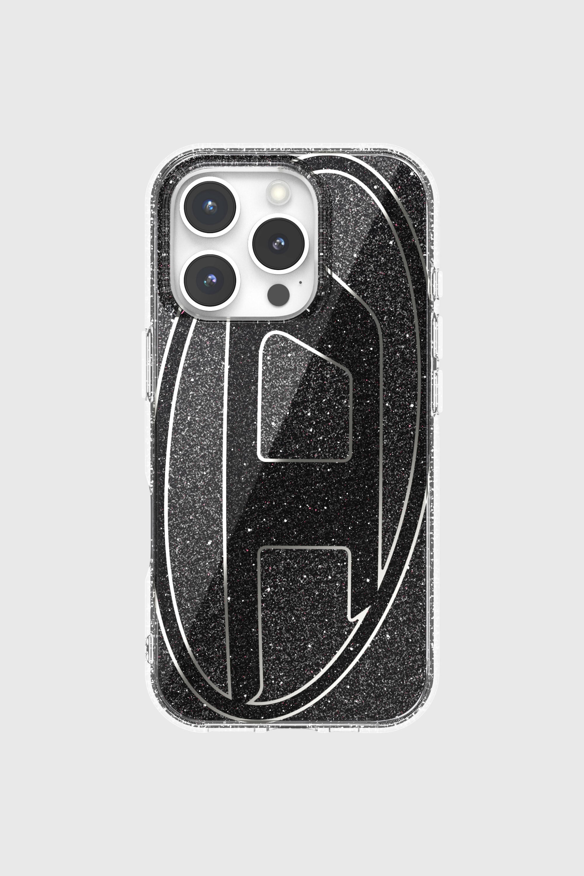 Diesel - 60148 AOP CASE, Unisex's Oval D Glitter Case for iP 16 Pro in Black - 2