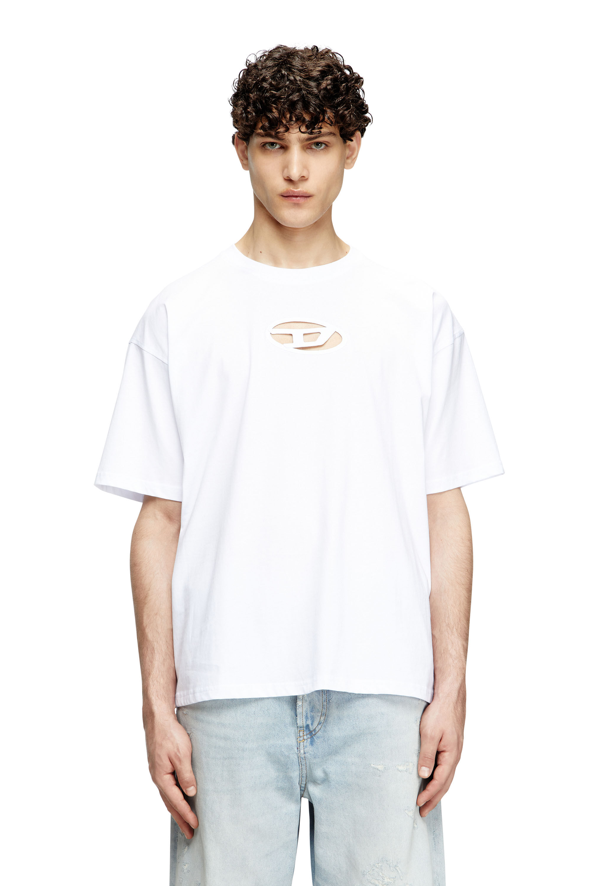 Women's T-shirt with embroidered Oval D | White | Diesel