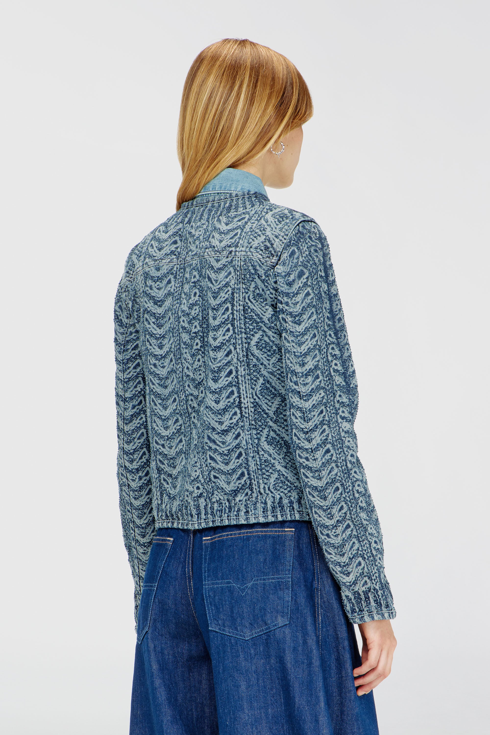 Diesel - DE-GRAFY-S2, Chaqueta sin cuello de denim con efecto punto trenzado Mujer in Azul marino - 5