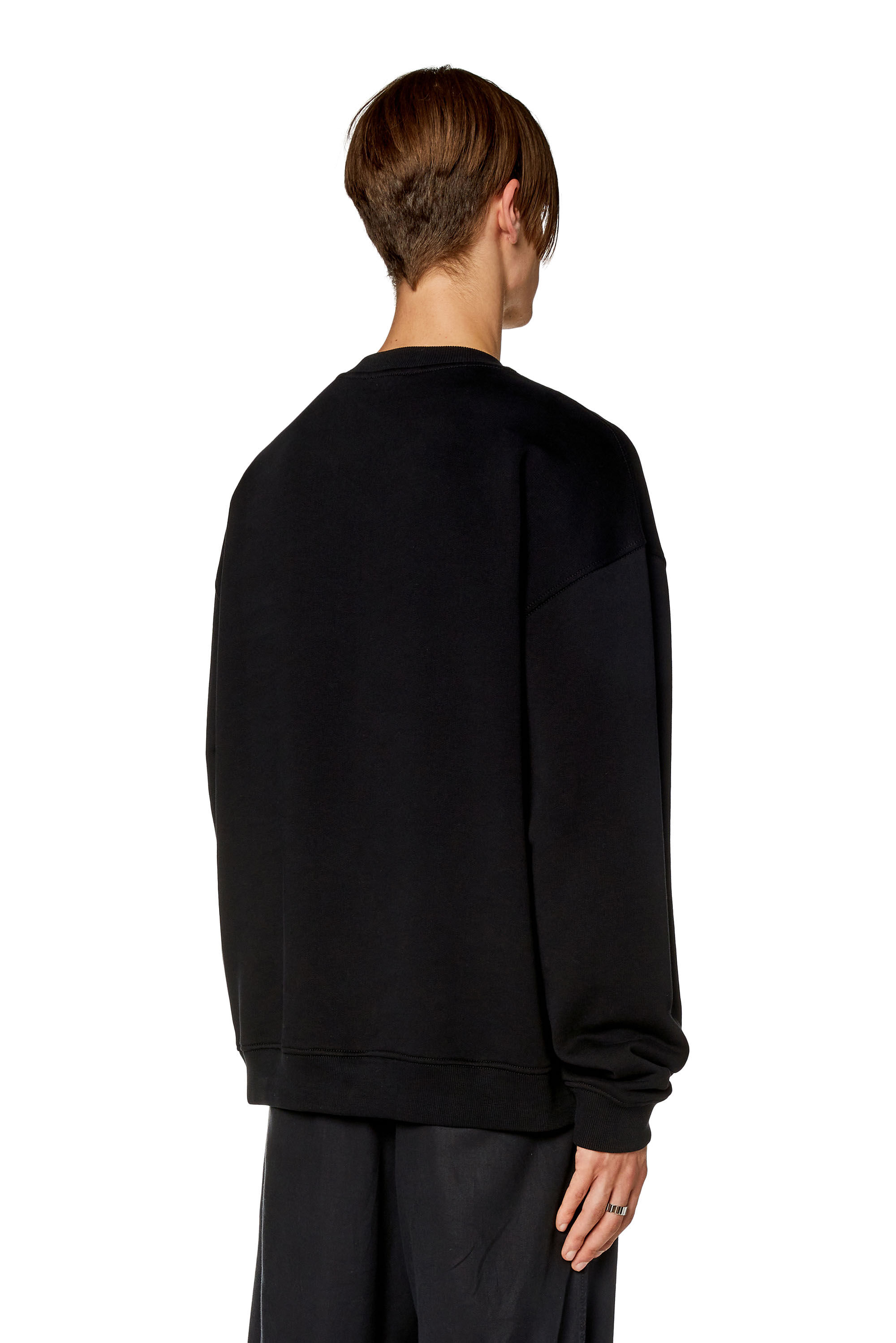 Diesel - S-NLABEL-L1, Sweat-shirt oversize avec empiècement à logo Homme in Noir - 4