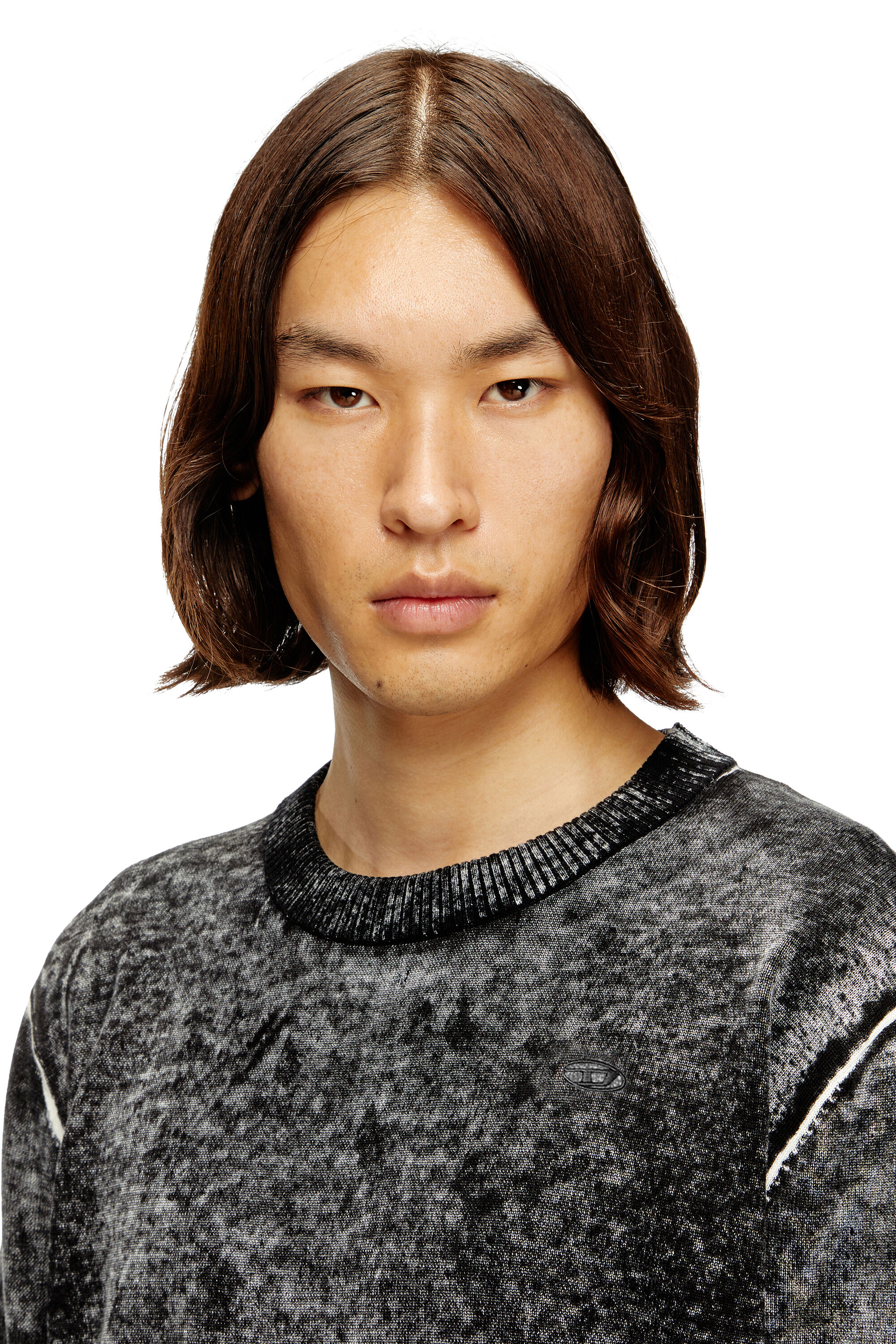 Men's Jumper with faded reverse print | Black | Diesel
