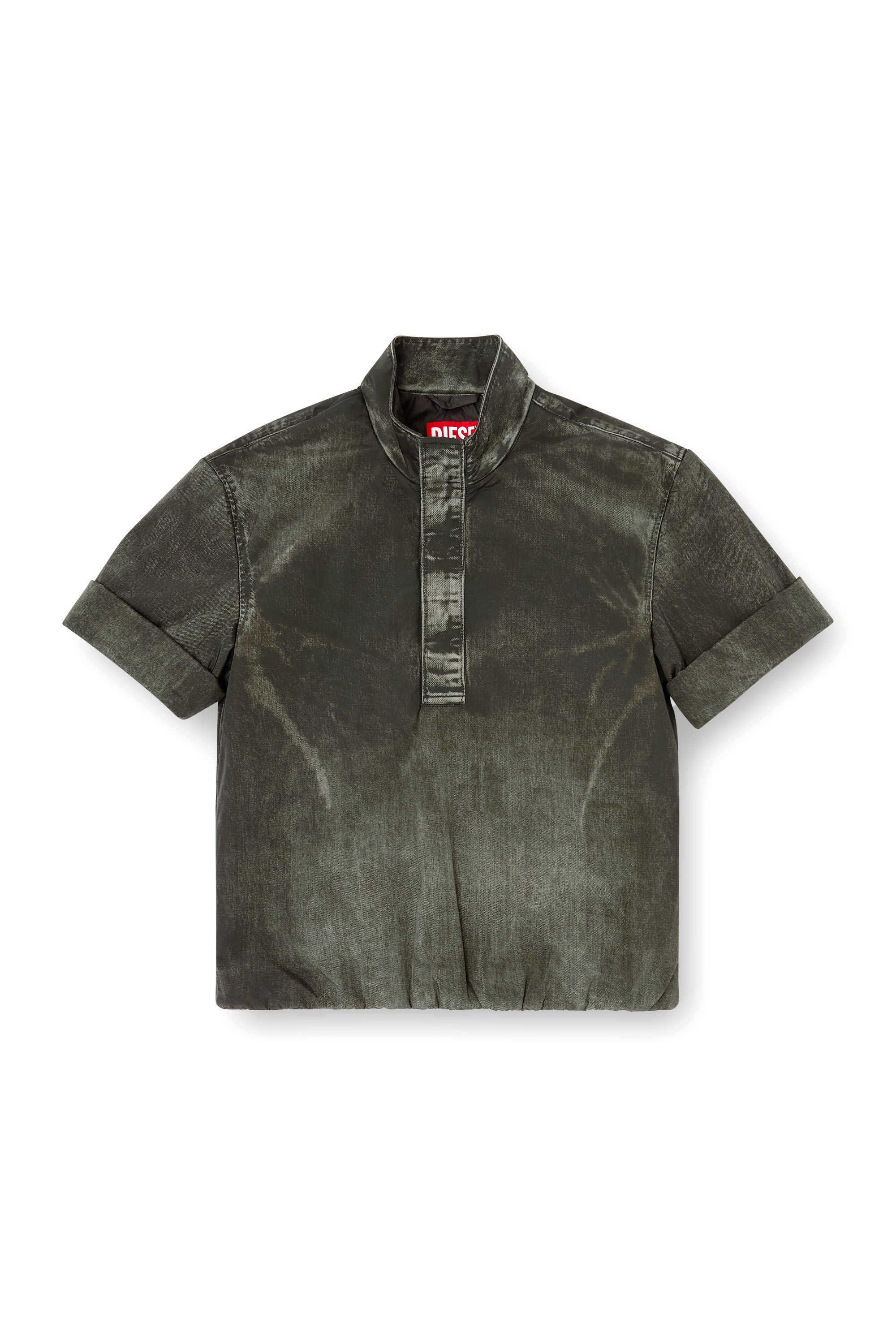 Men's Short-sleeve jacket in denim-effect nylon | Black | Diesel MX