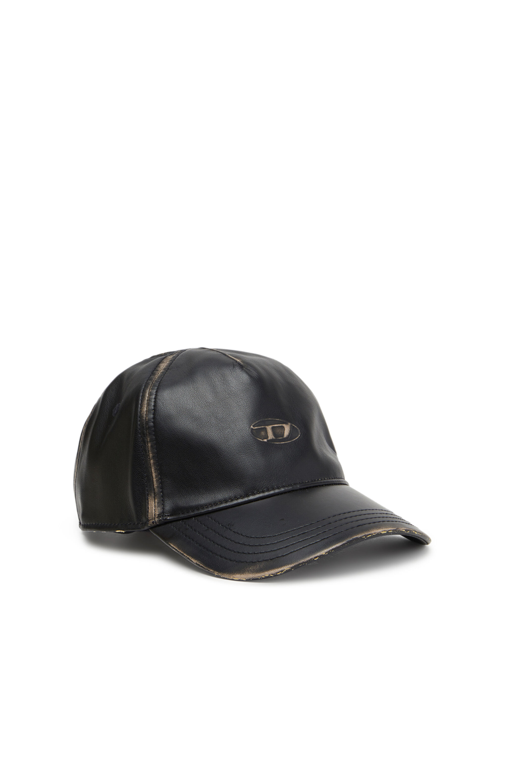 帽子 DIESEL REBOOT-BLACK-BIKER-CAP Men's Baseball cap in faux leather | Black | Diesel