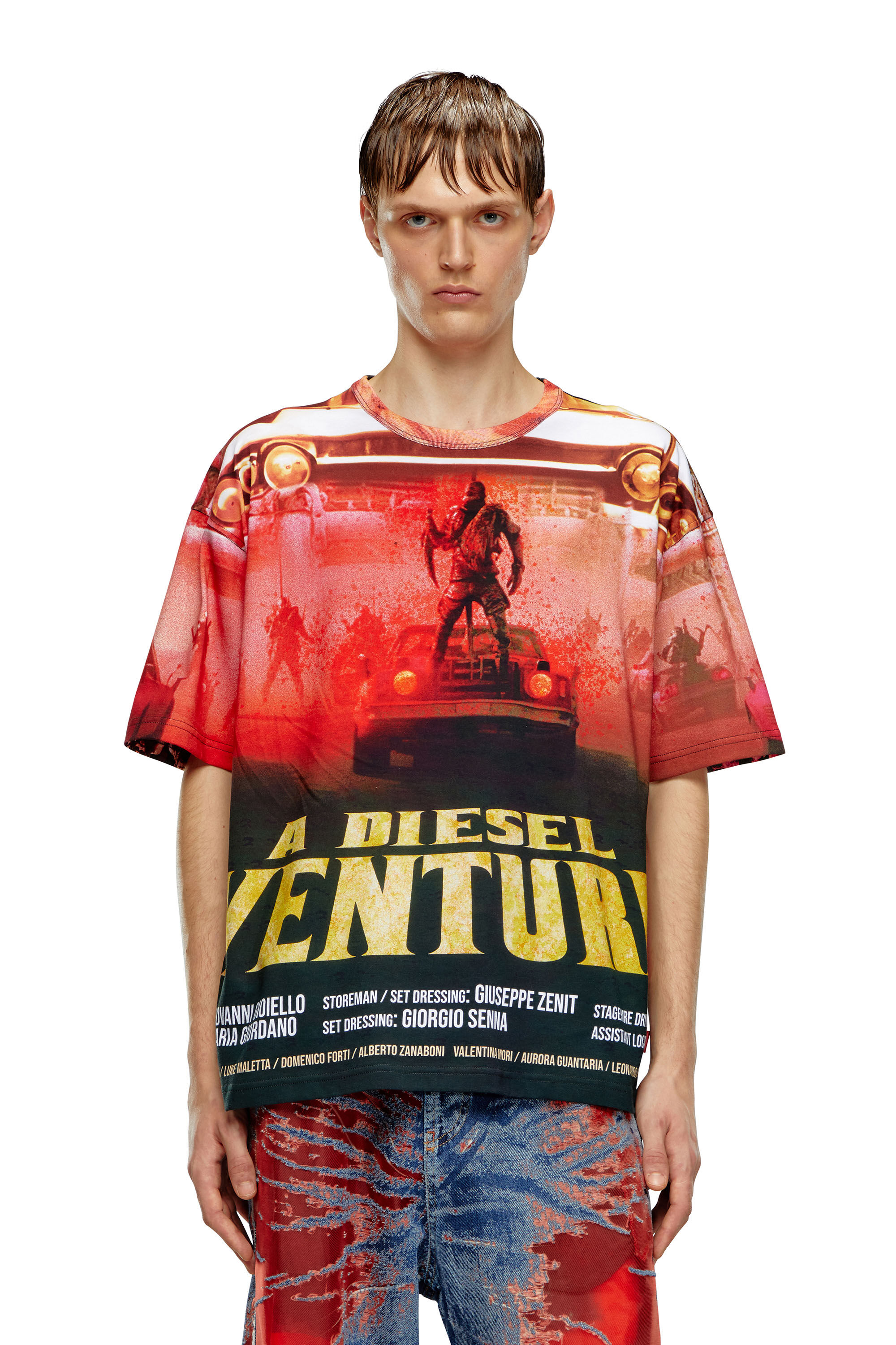 Diesel - T-BOXT-ADVENTURE, Male's T-shirt with Diesel film print in Black/Red - 3