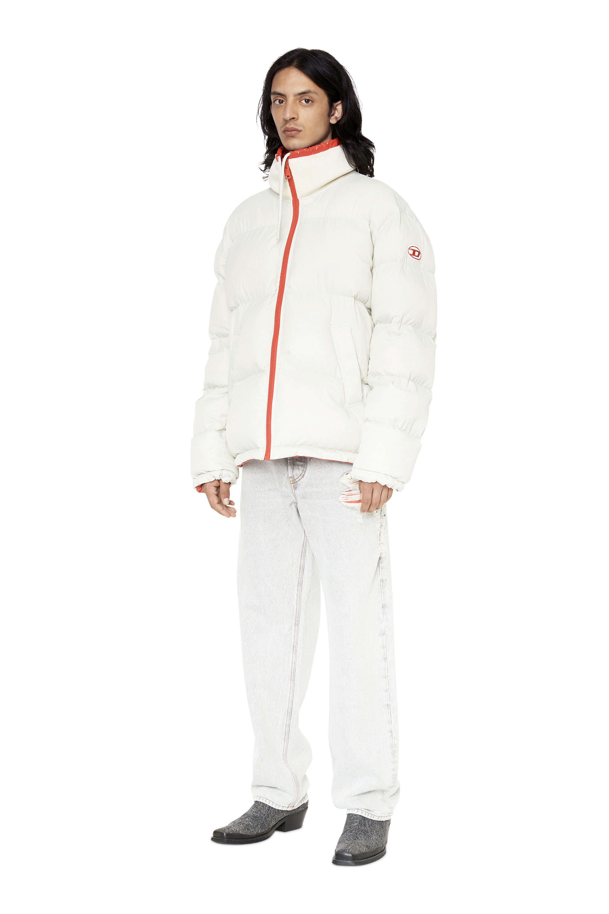 Diesel - W-JUPITER, Male's Oversized reversible logo puffer jacket in Red - 6