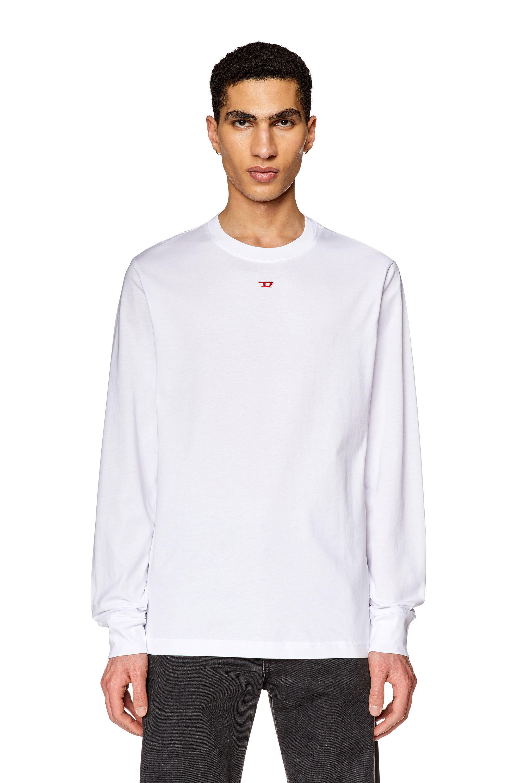 Men's Long-sleeve T-shirt with D patch | White | Diesel