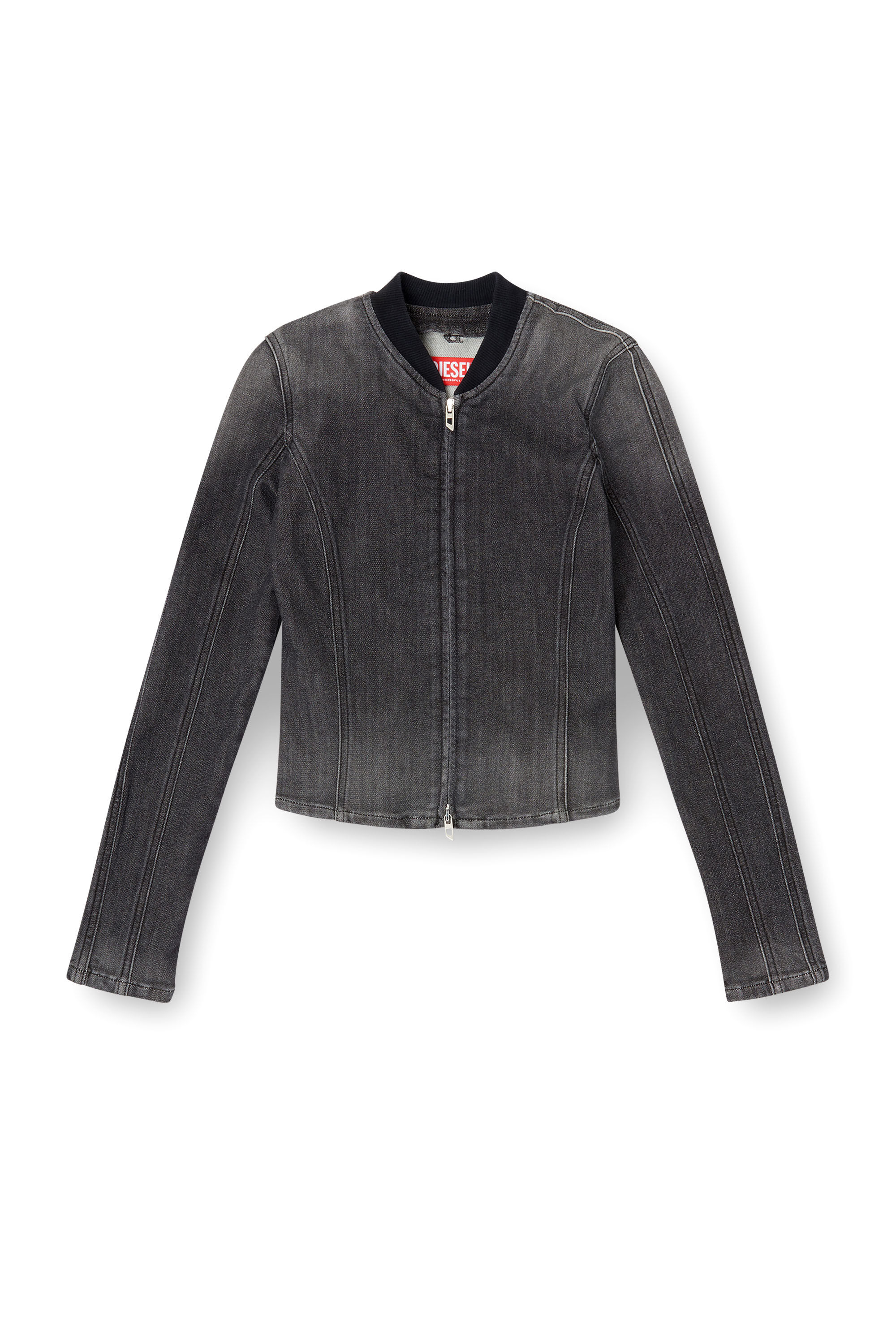 Diesel - DE-GARY-D JOGG, Female's Cropped jacket in monochrome denim in Black - 2