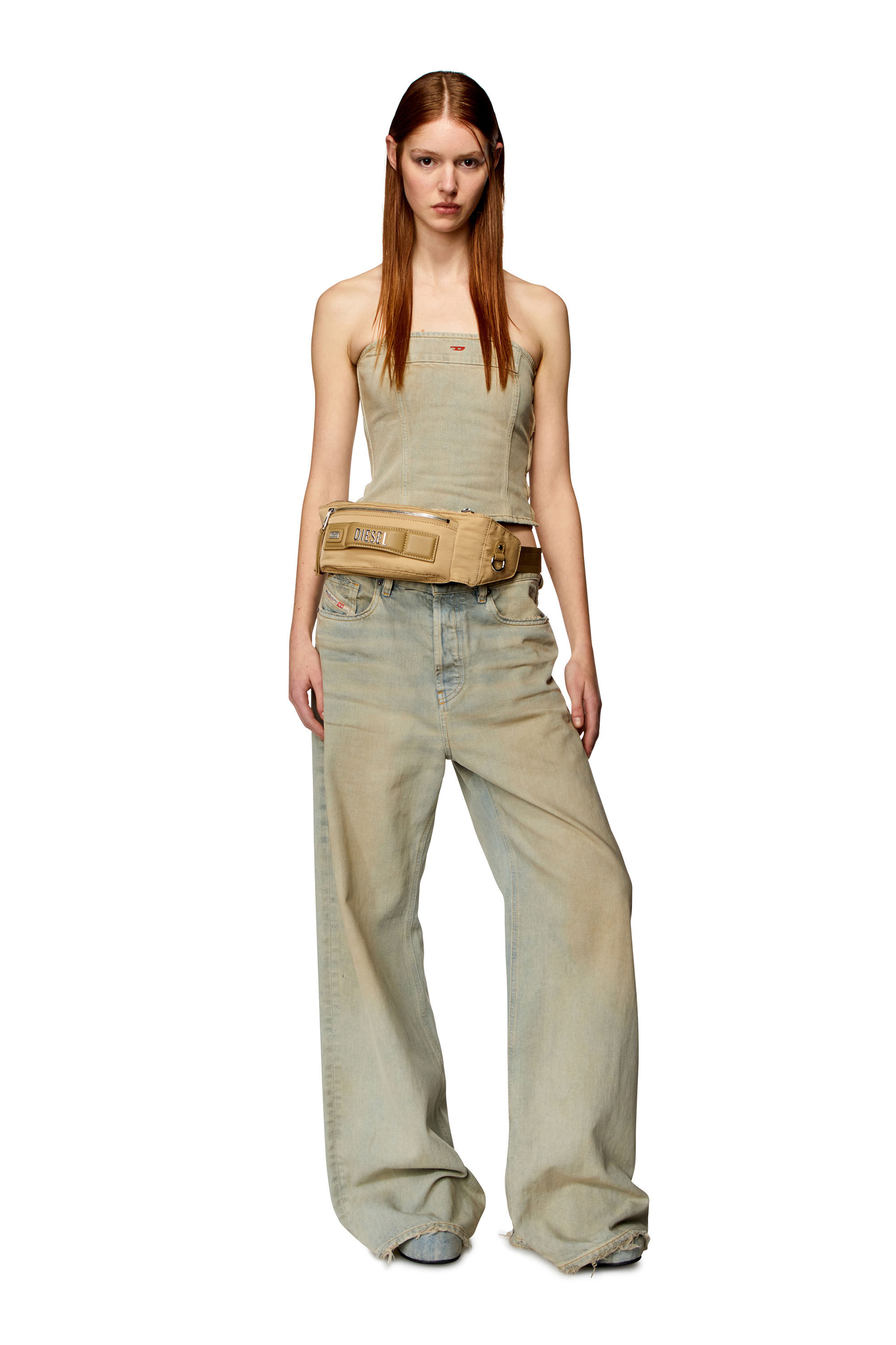 Diesel - DE-VILLE, Top bandeau en denim vieilli Femme in Beige - 1