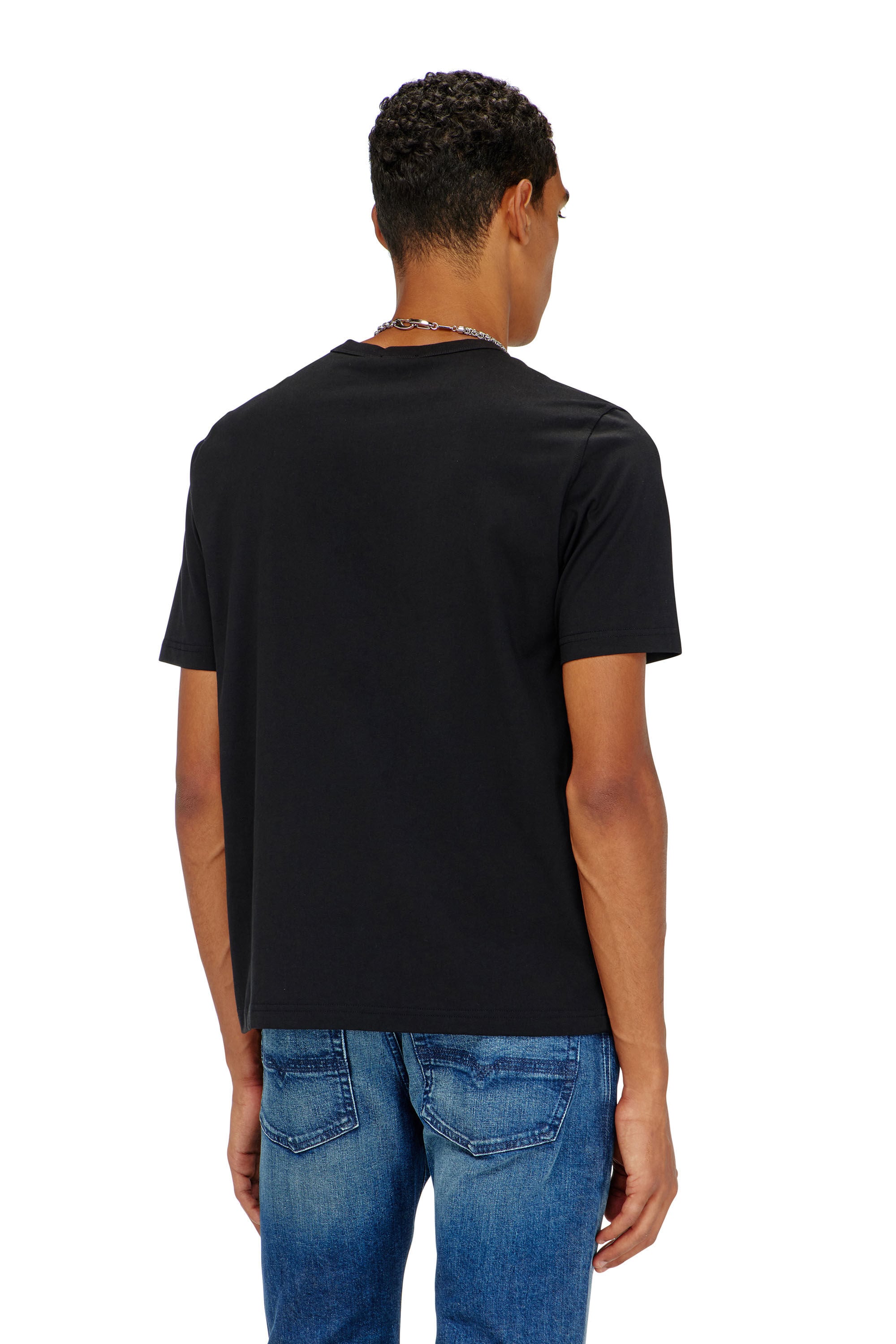 Diesel - T-ADJUST-MICRODIV, Unisex's T-shirt with micro-embroidered logo in Black - 4