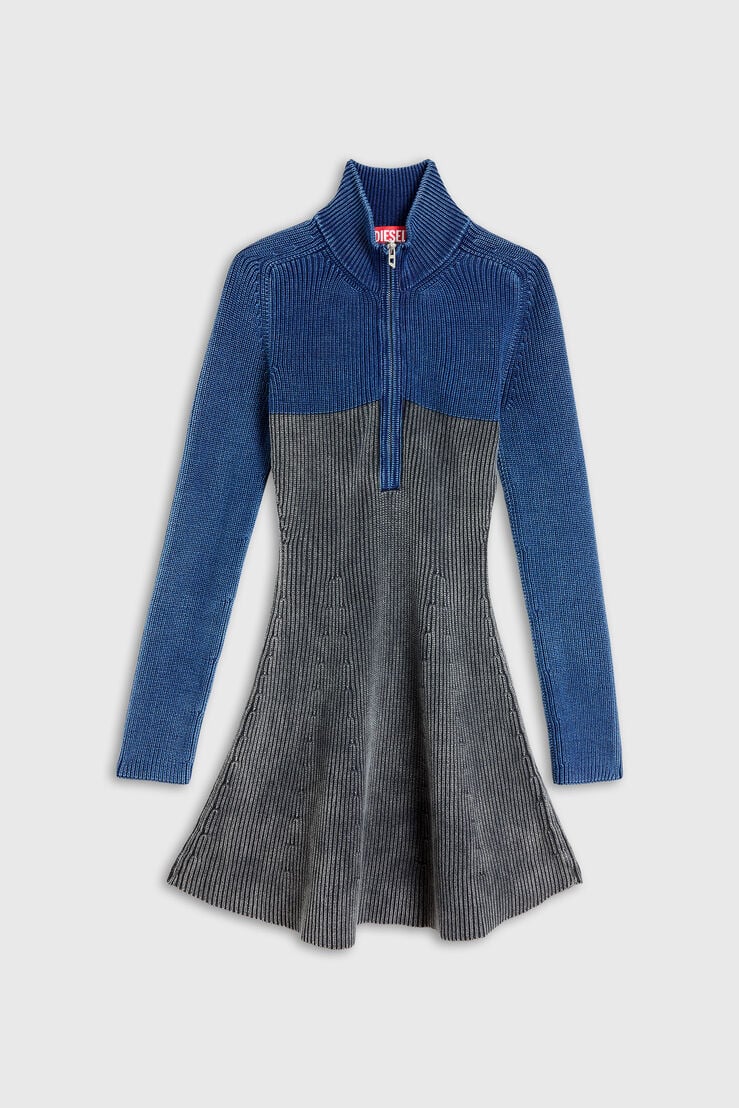 Rib-knit mini dress with two-tone denim effect by Diesel