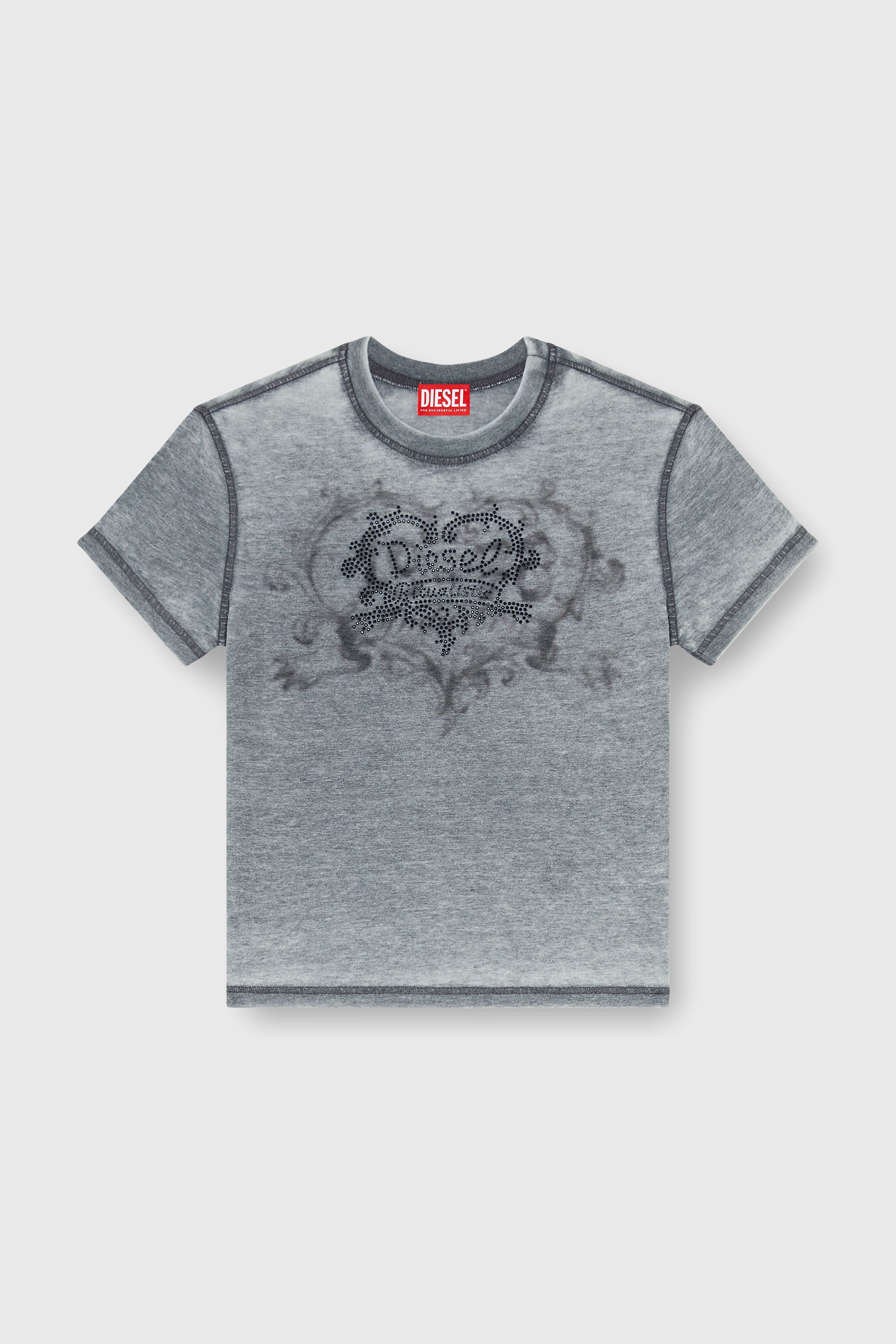Women's Jersey t-shirt with rhinestones and burnout effect | Grey